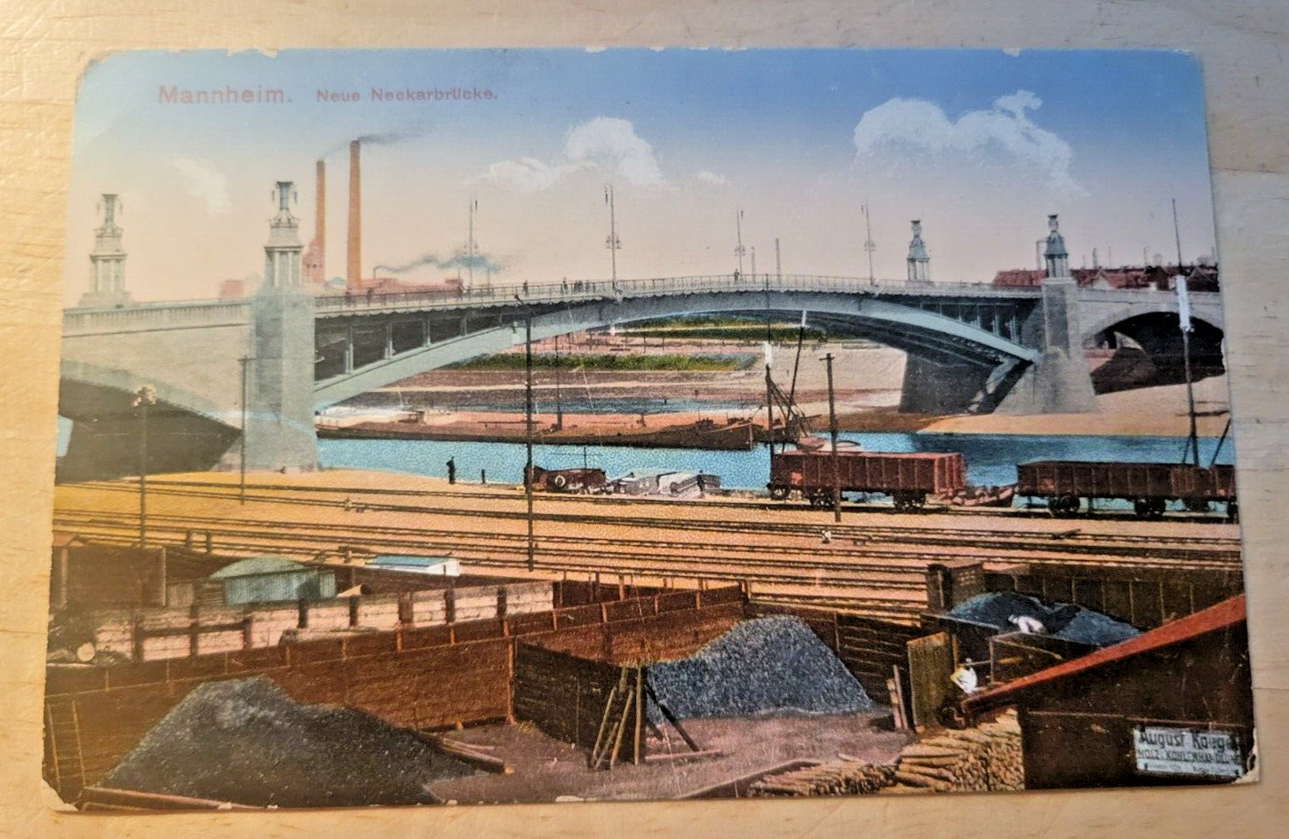 Postcard Germany Manheim Neue Neckarbrücke Feldpost WW1