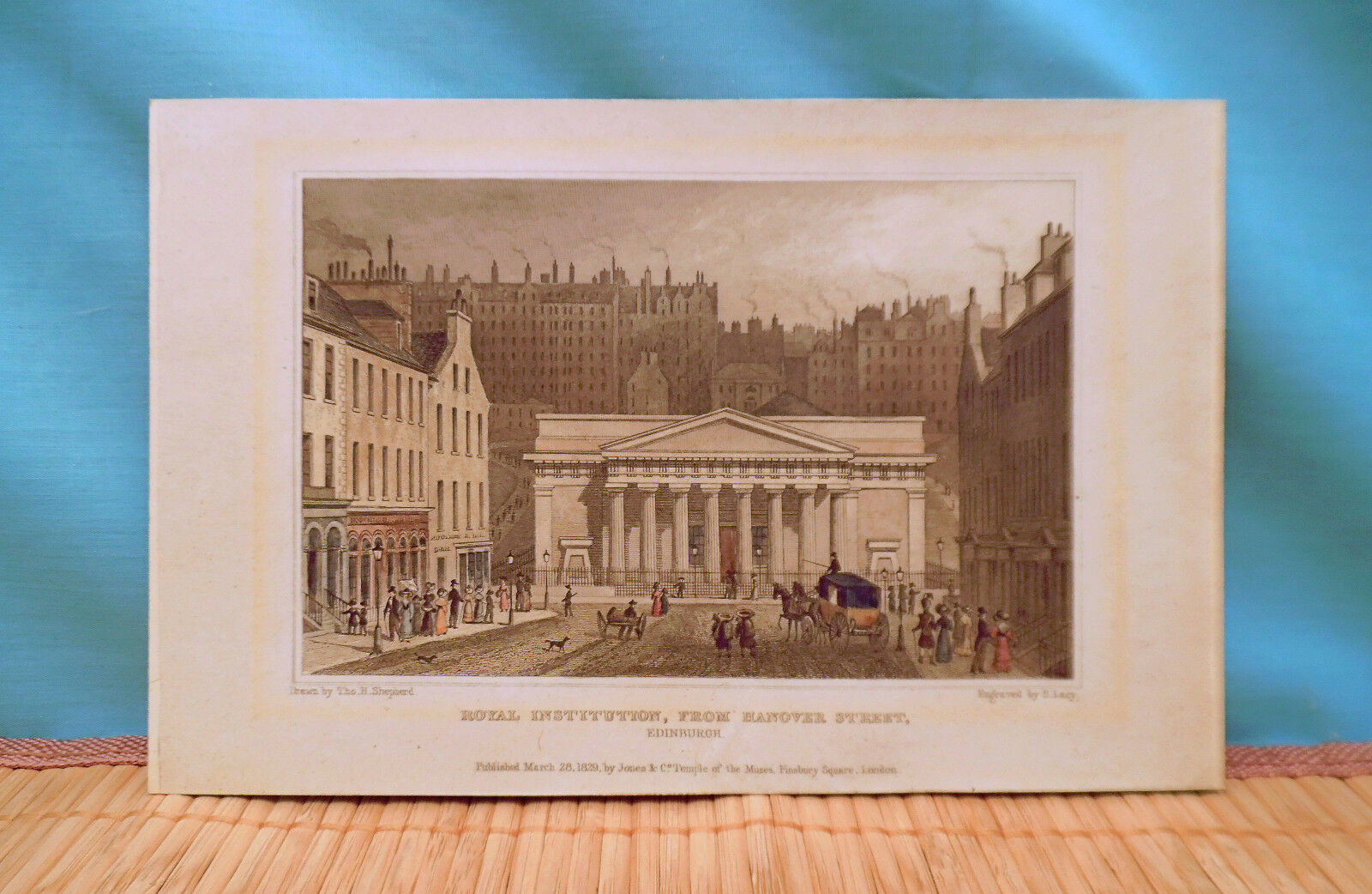 Antique Print - Royal Institution, From Hanover Street, Edinburgh  1829
