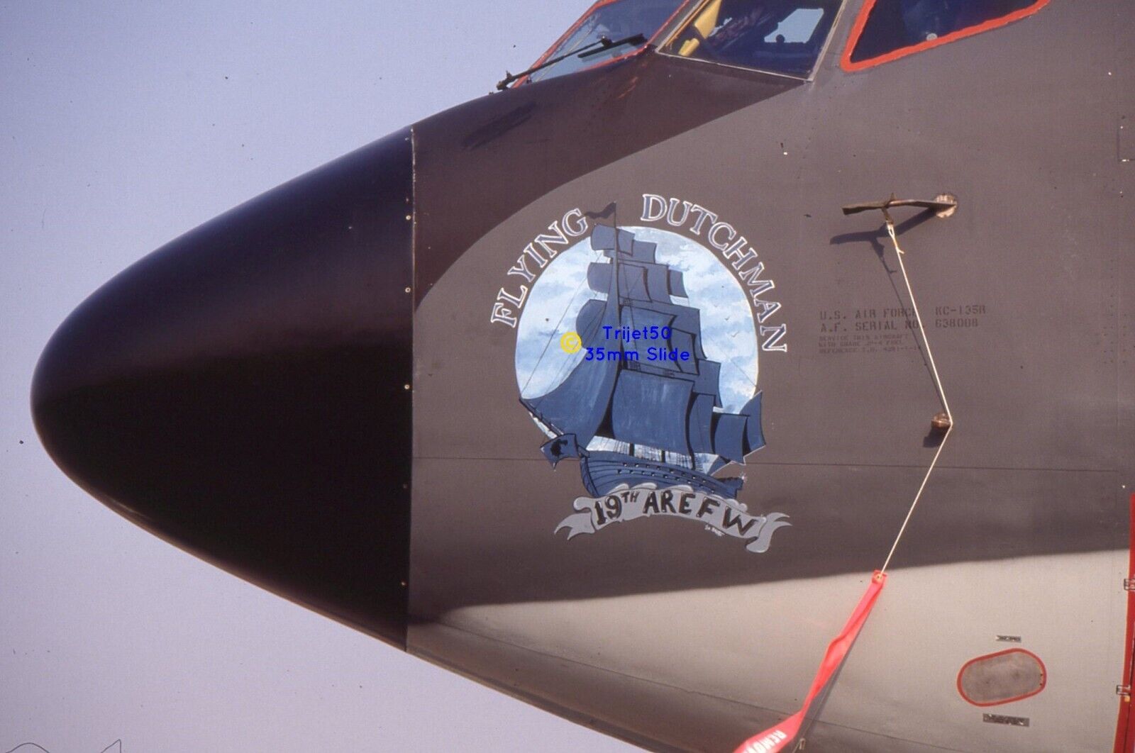 35mm Slide Boeing KC-135R 38008 Flying Dutchman Nose Art RIAT 1995 PRM1064