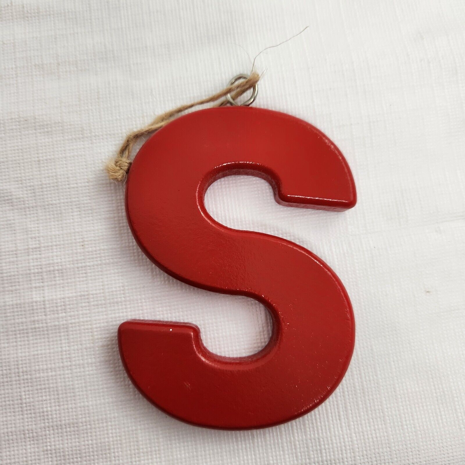 Monogram Ornaments Red Christmas Holiday Thick Letter S