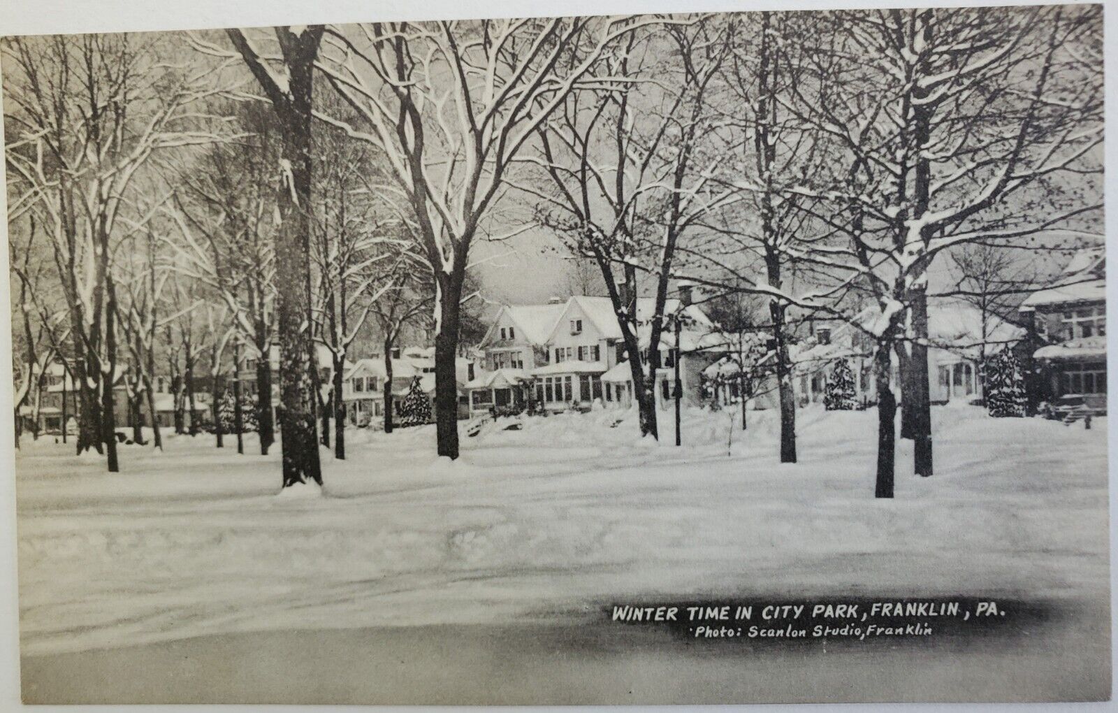 Franklin, PA Pennsylvania Winter Time in City Park 1900s Antique Postcard a26