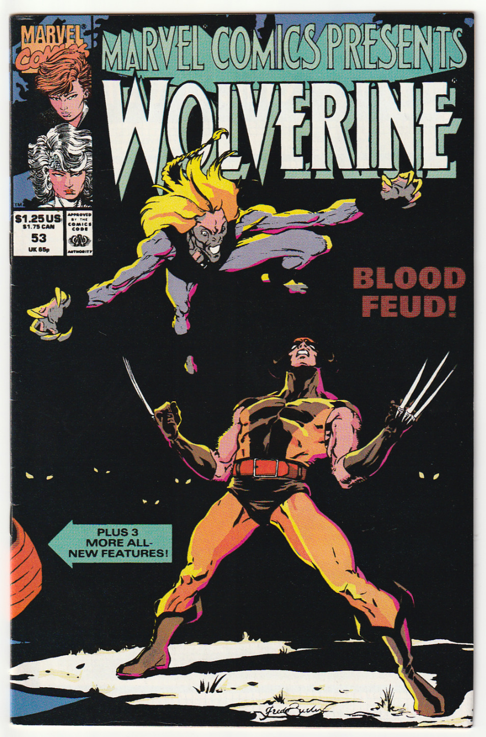 Marvel Comics Presents Wolverine #53 Direct 8.5 VF+ 1990 Marvel Comics