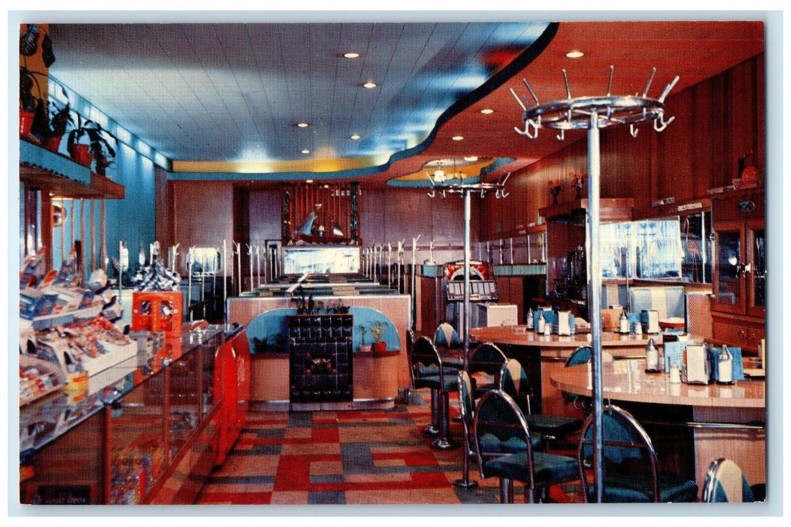 Interior View Of National Cafe In Moose Jaw Saskatchewan Canada Vintage Postcard