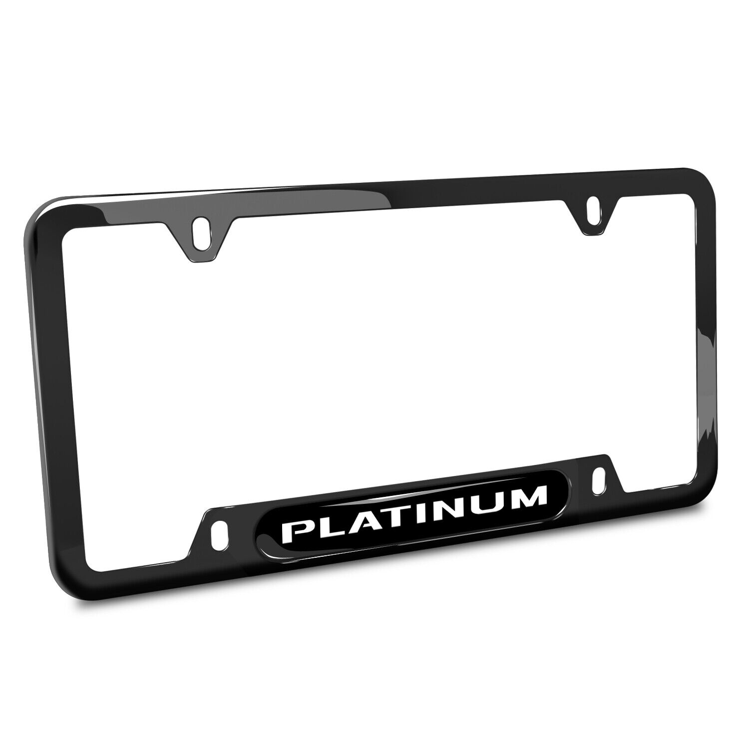 Ford Platinum Black Nameplate Black Stainless Steel License Plate Frame
