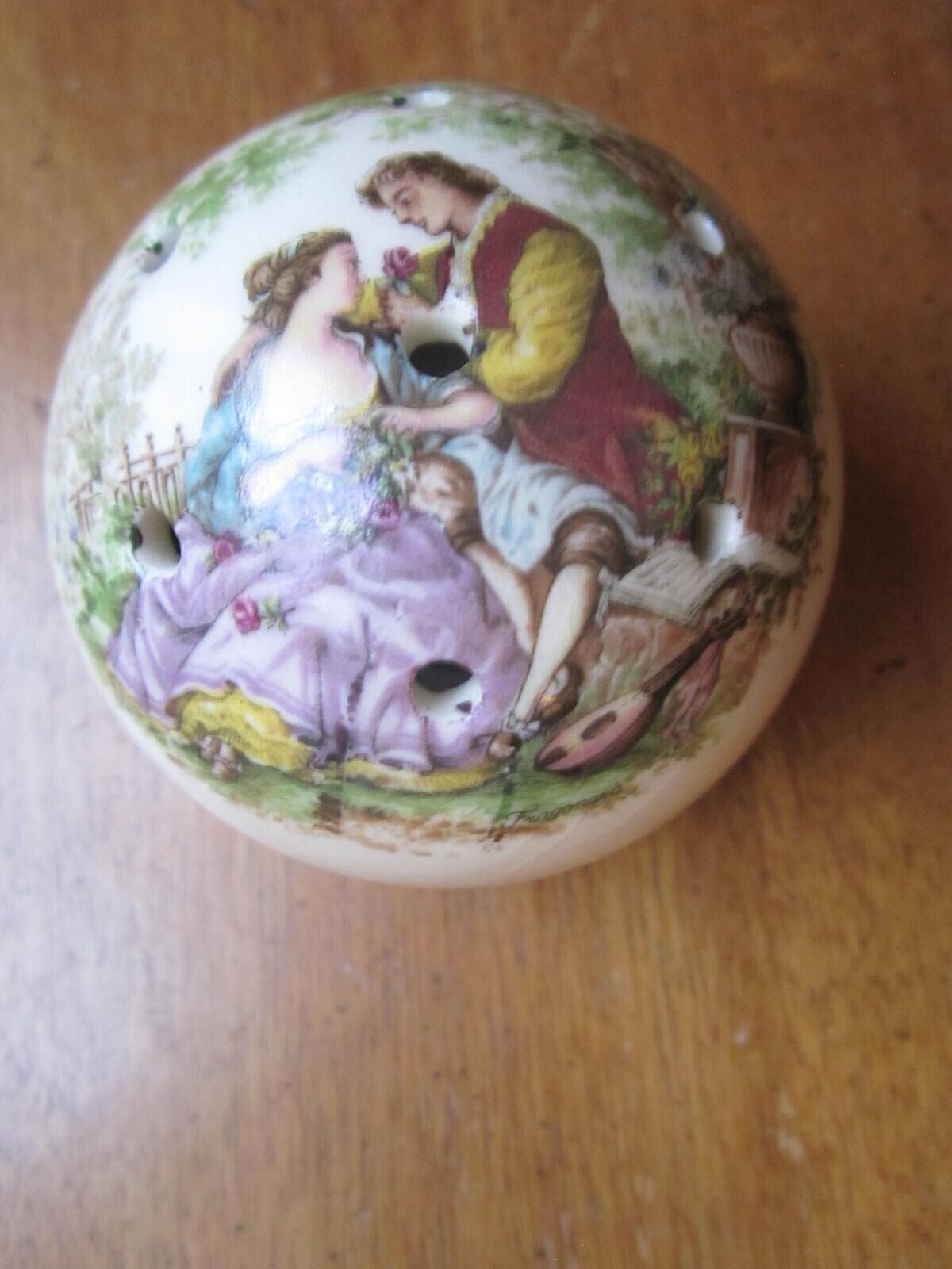 Vintage Potpourri Ball, Ye Olde Ceramic Pomender Potpourri Ball