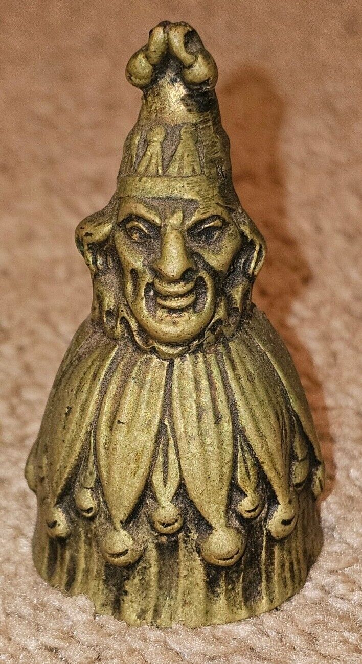 Vintage Antique Solid Brass Mr Punch Jester Bell Small Mini 2.5\