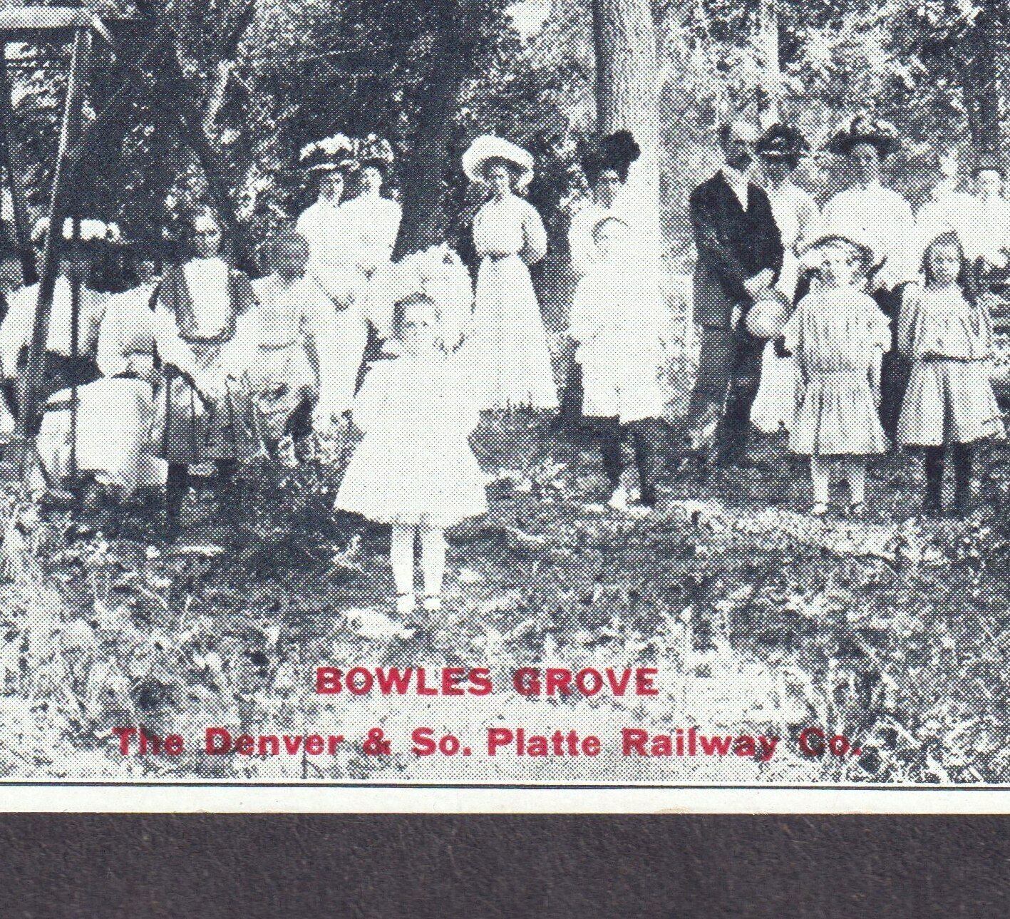Littleton Colorado Bowels Grove Picnic c 1909 Denver & S Platte Railway PostCard