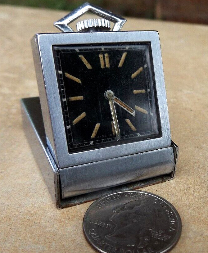 Vintage 1939  Travel Clock Pocket Watch  RARE SERVICED USA MADE
