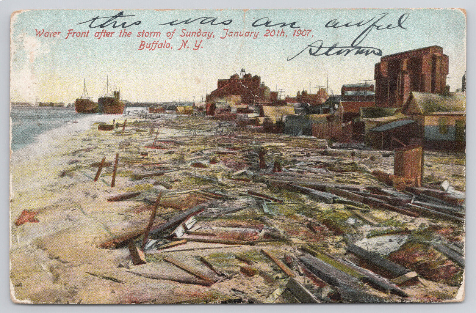 Buffalo NY Water Front After the Storm of Sunday January 1907 New York Disaster