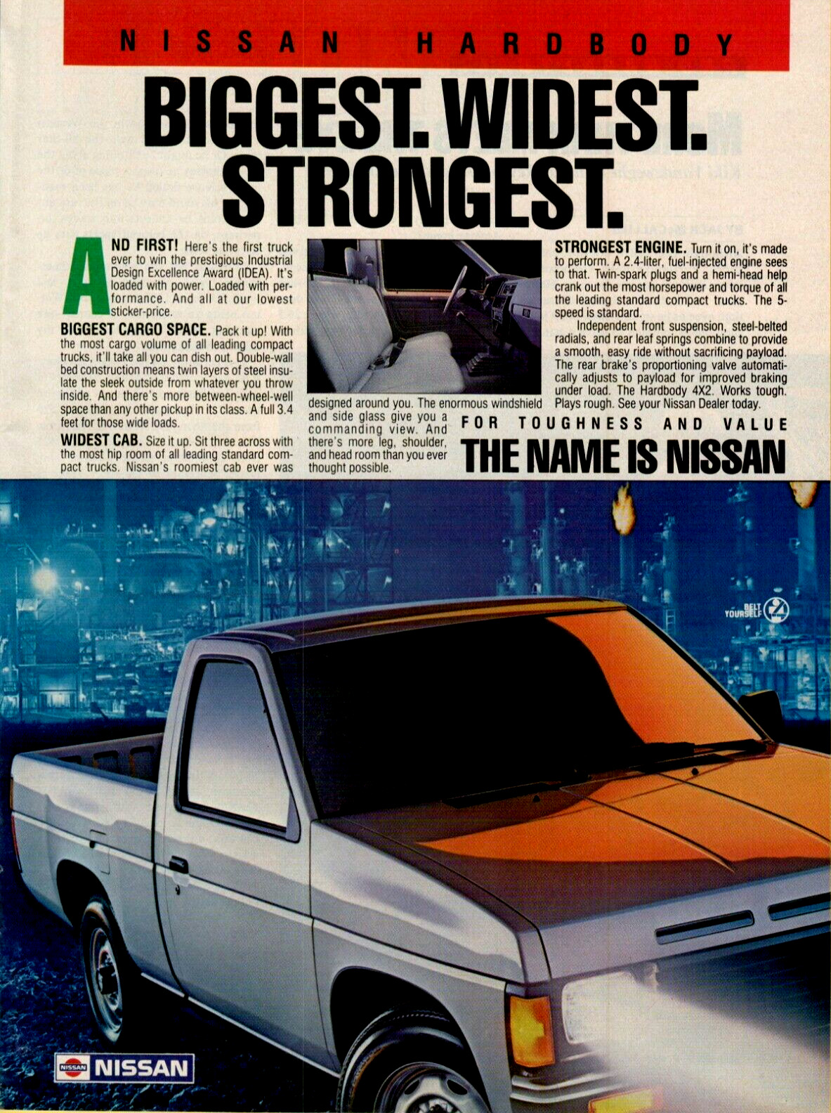 1987 Nissan Silver Pickup Truck Hardbody 4x2 Widest Original Color Print Ad