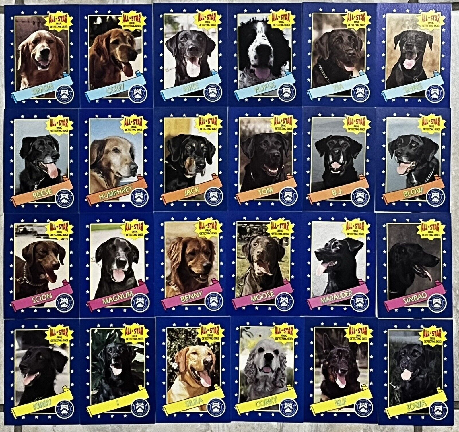 1992 Milk-Bone All Star Drug Detecting Dogs Complete Card Set (1-24)