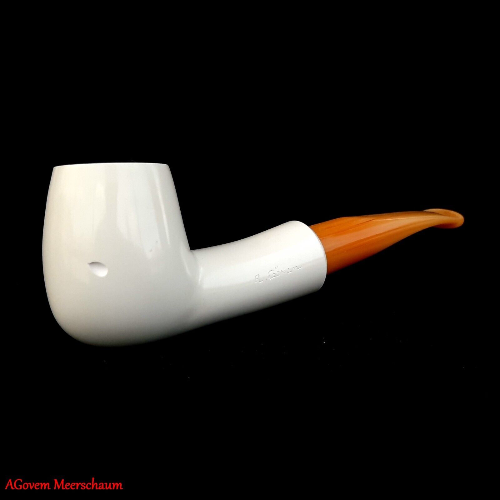 AGovem Billiard Handcarved Turkish Block Meerschaum Smoking Tobacco Pipe AGM1685