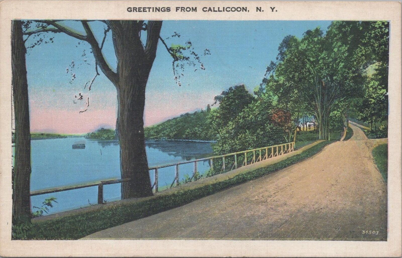 Postcard Greetings from Callicoon NY 1938