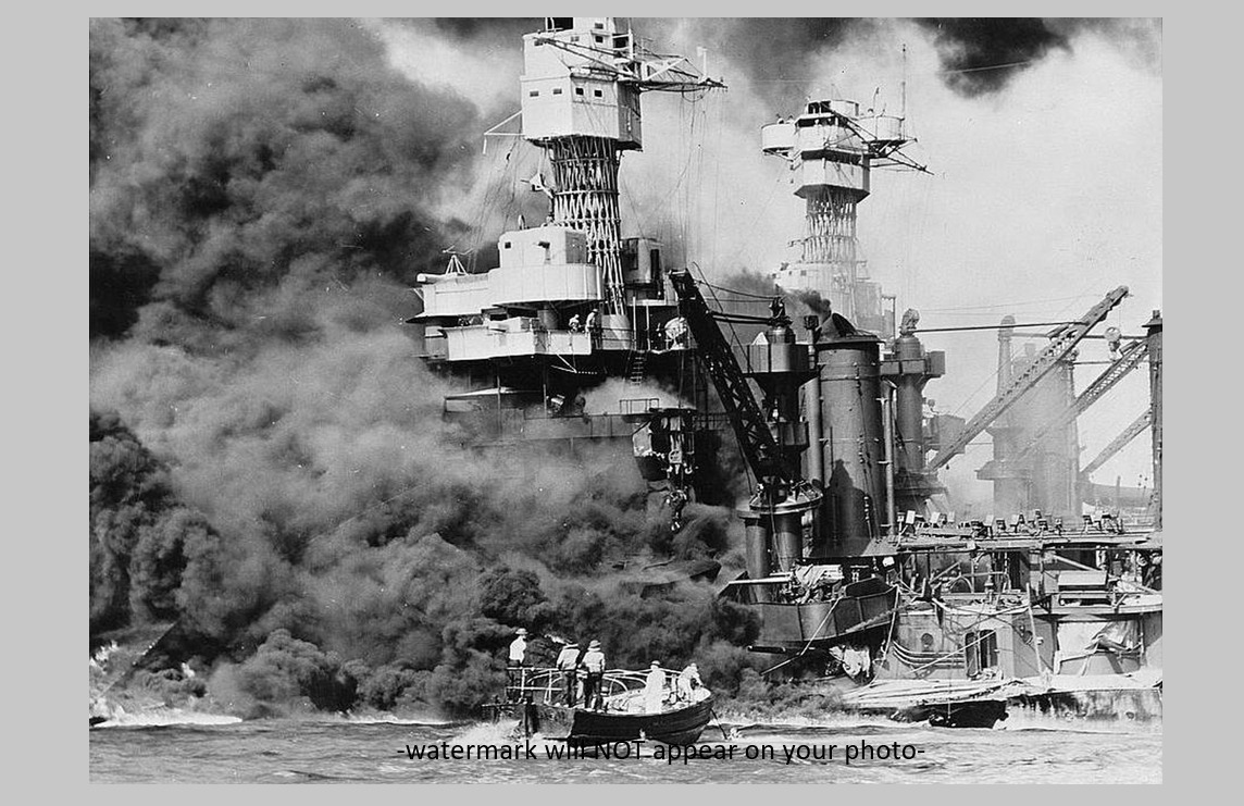 USS West Virginia Burning PHOTO Pearl Harbor Attack World War 2