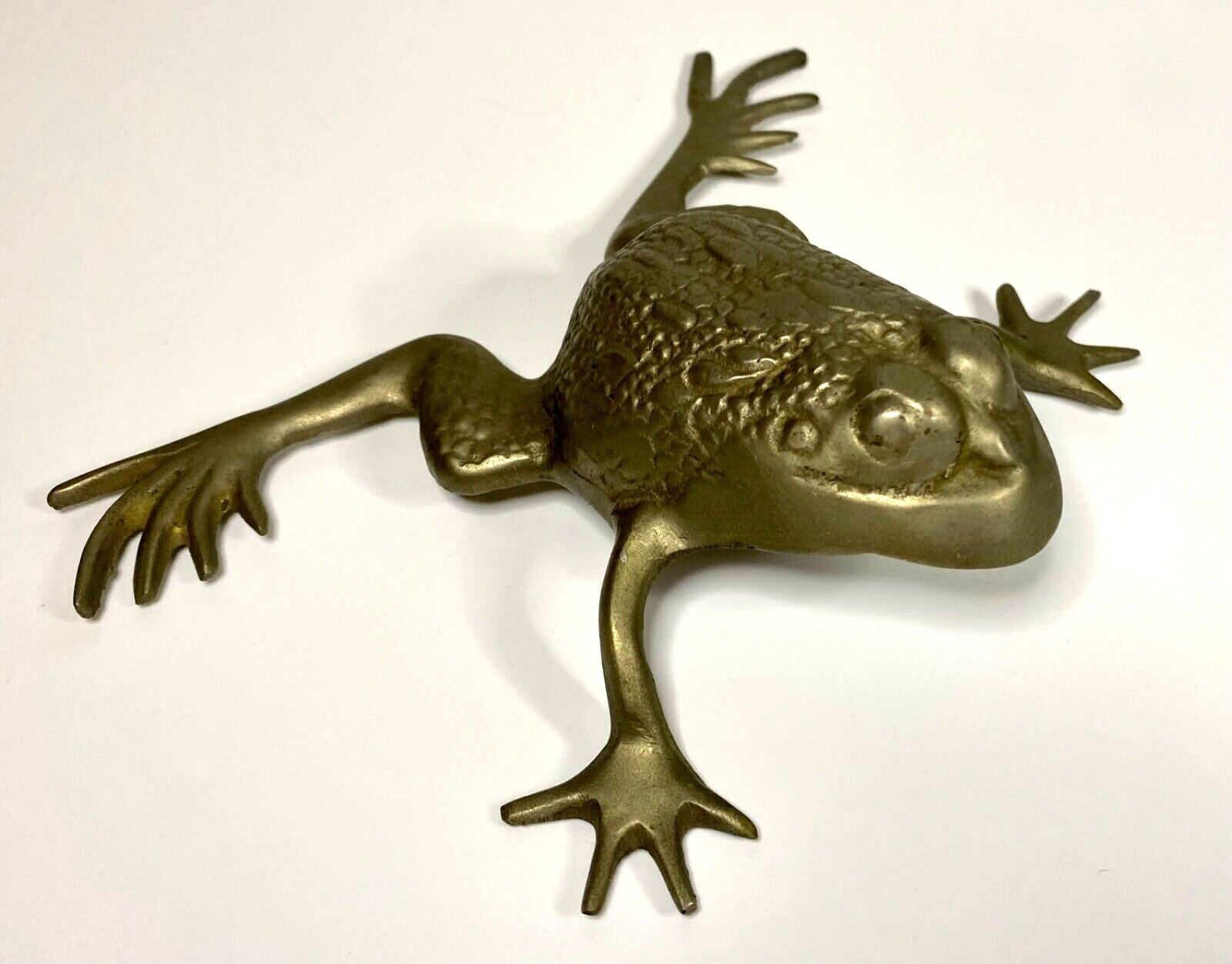 Vintage Brass Frog Paperweight | 6 Inches | Heavy