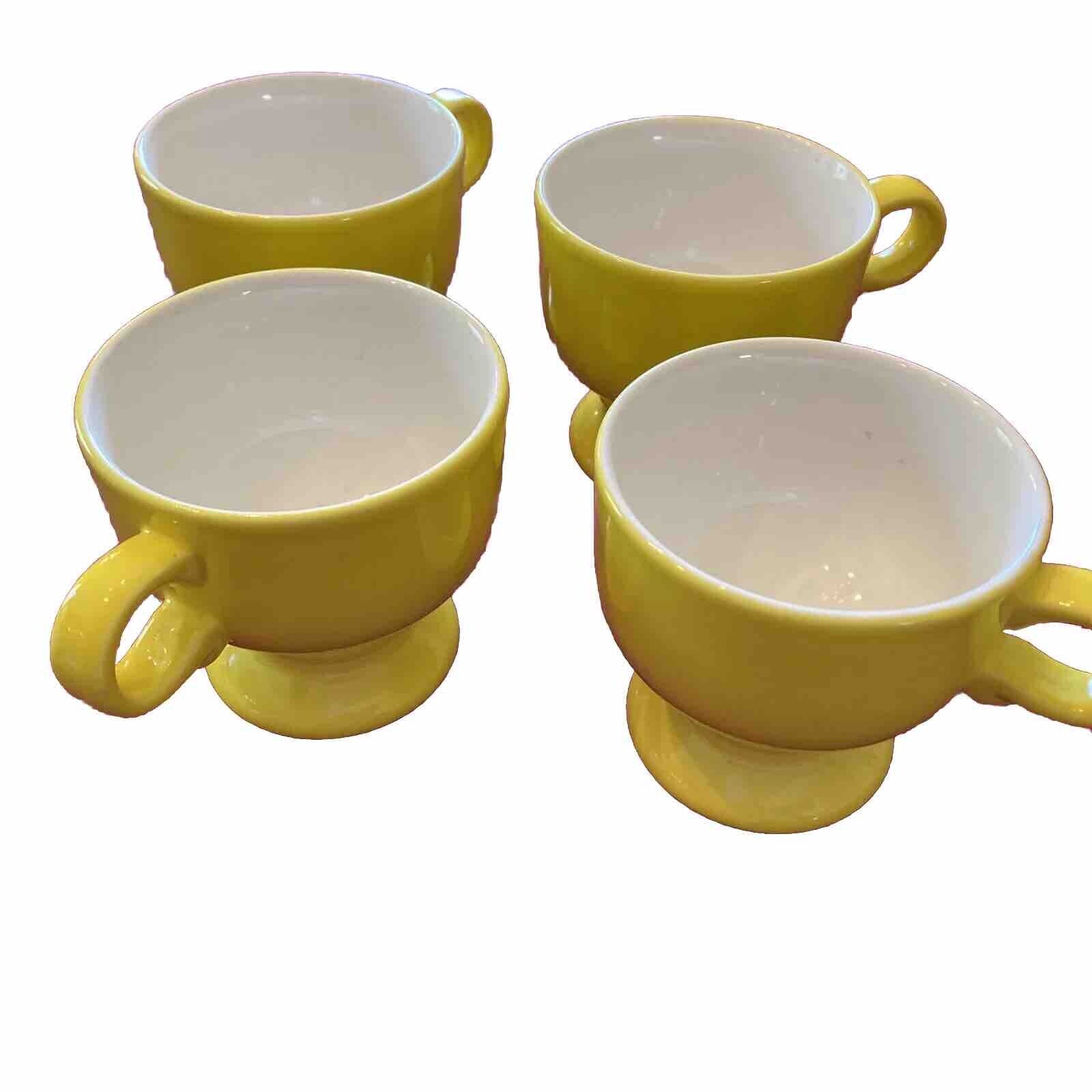 Set a four bright yellow vintage Mikasa coffee cups on pedestals EUC