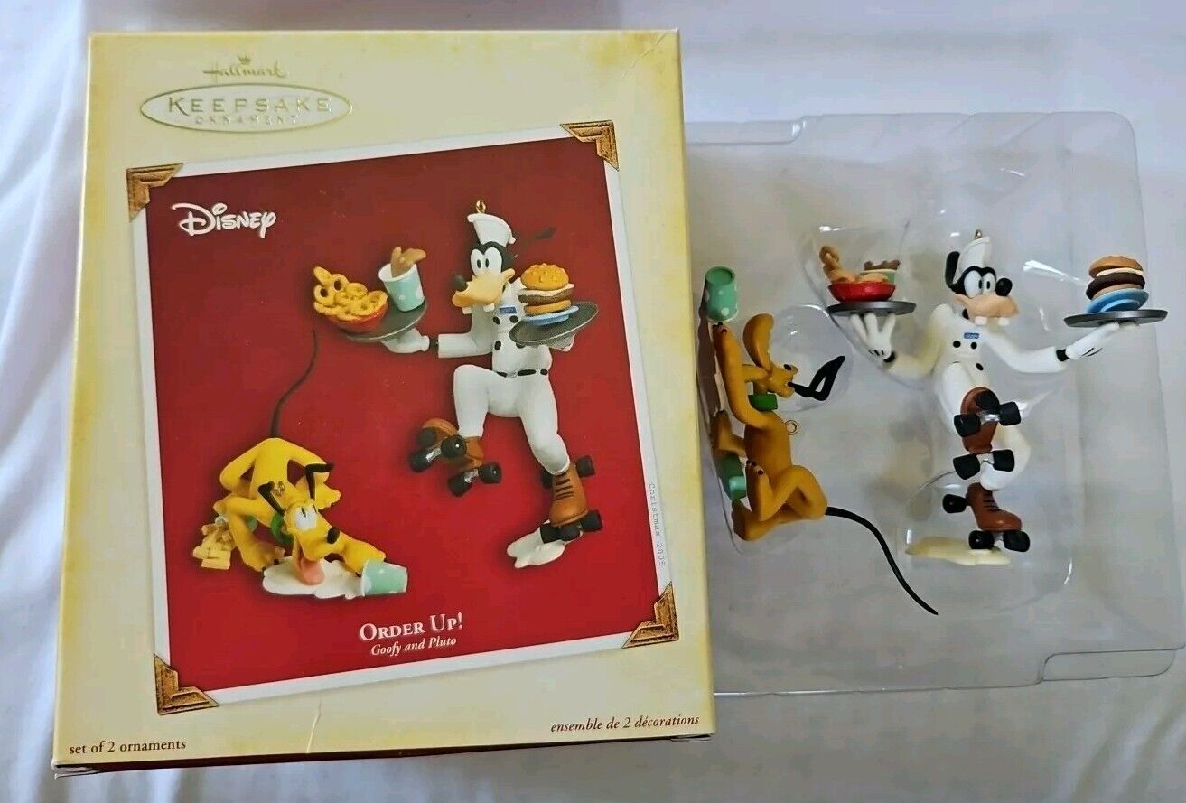 Hallmark Keepsake Ornaments Disney Goofy and Pluto Order Up 2005 NEW in Box 