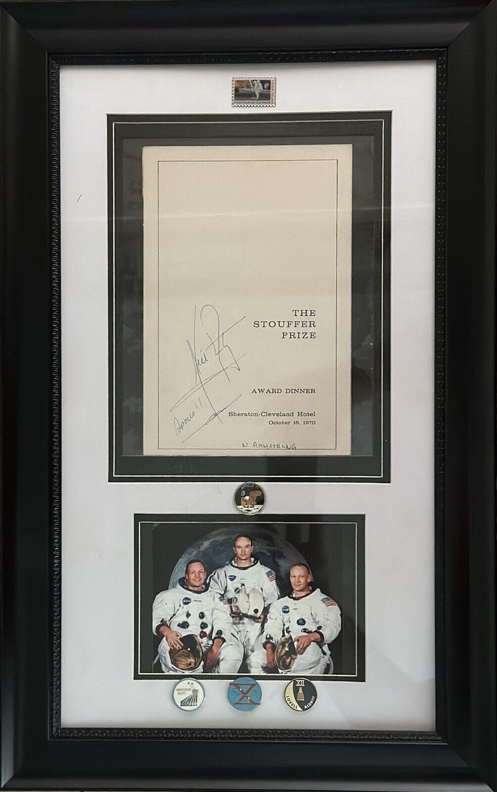 Neil Armstrong Stouffer Prize Program w/ Large, Bold, Unique Auto & Inscribed.