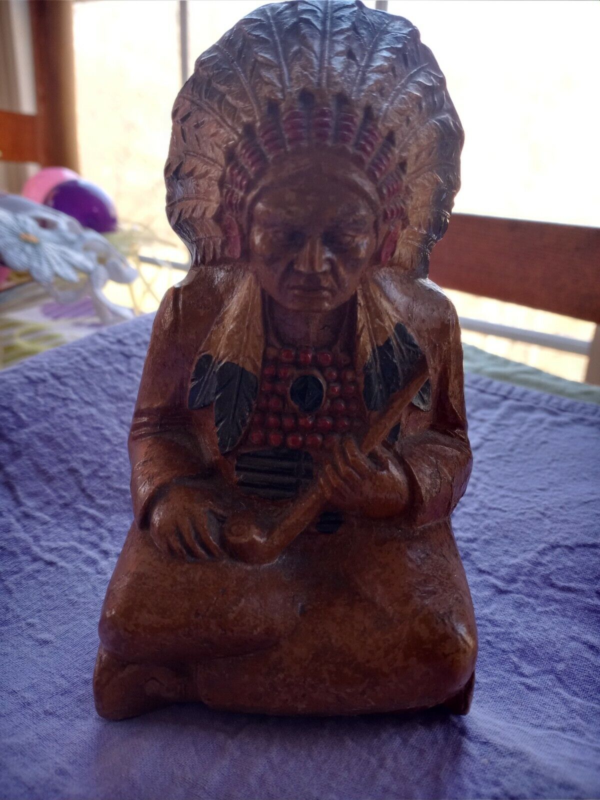 Rare Burwood Sitting Indian With Pipe Figure