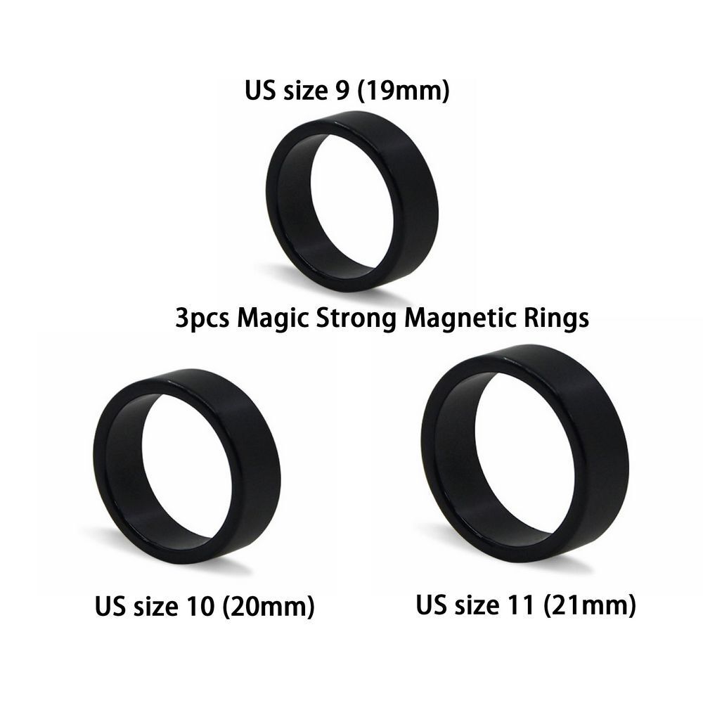 3PCS New Black Magic Trick Ring Strong Magnetic Prop Learn Beginner Illusions