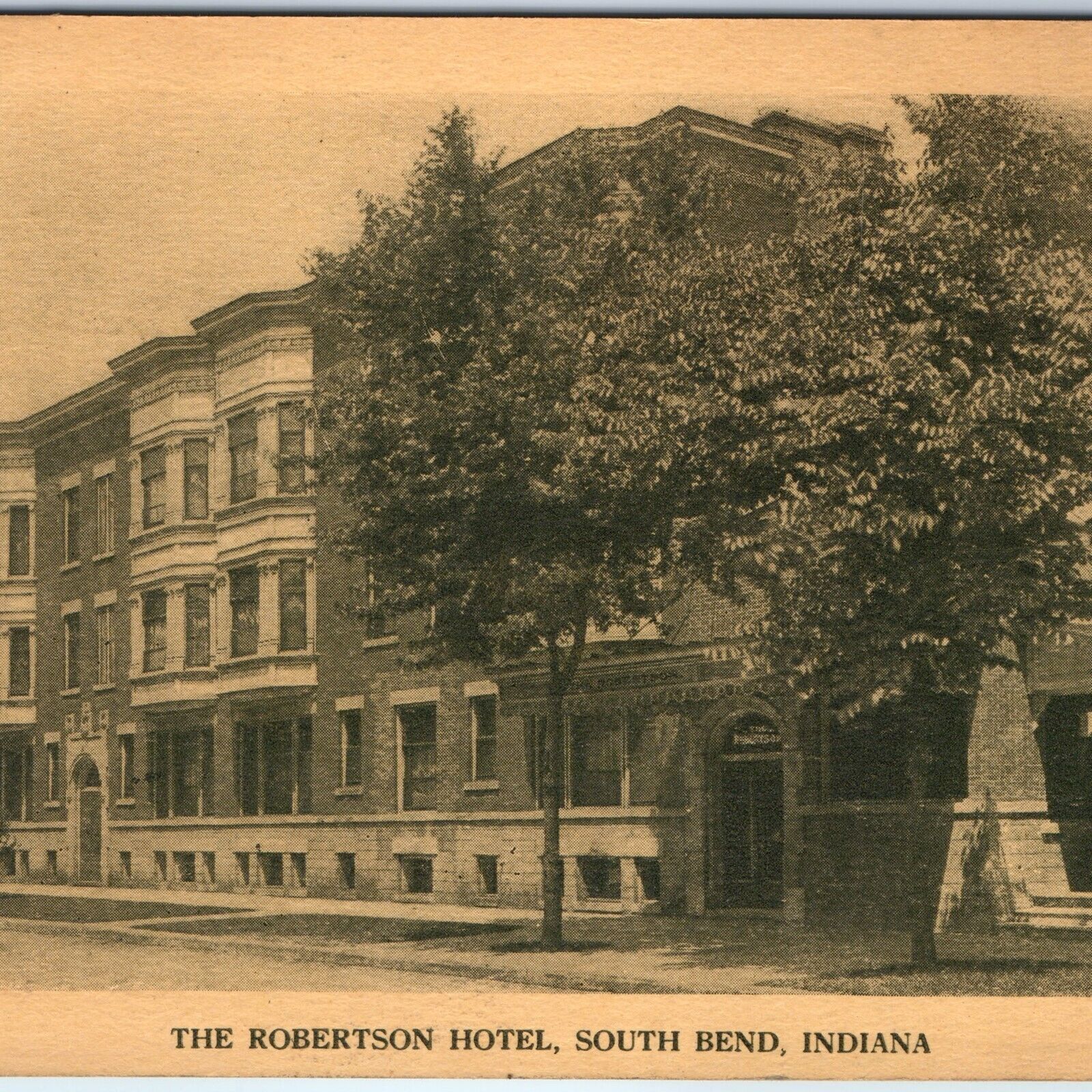 c1920s South Bend, IN Robertson Hotel Building Litho Photo Postcard Indiana A170