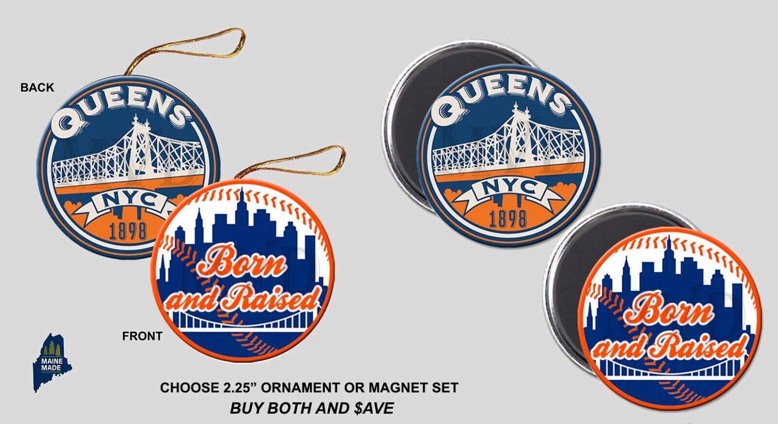 BORN & RAISED QUEENS NY Collectibles - New York Flushing Astoria Elmhurst Mets