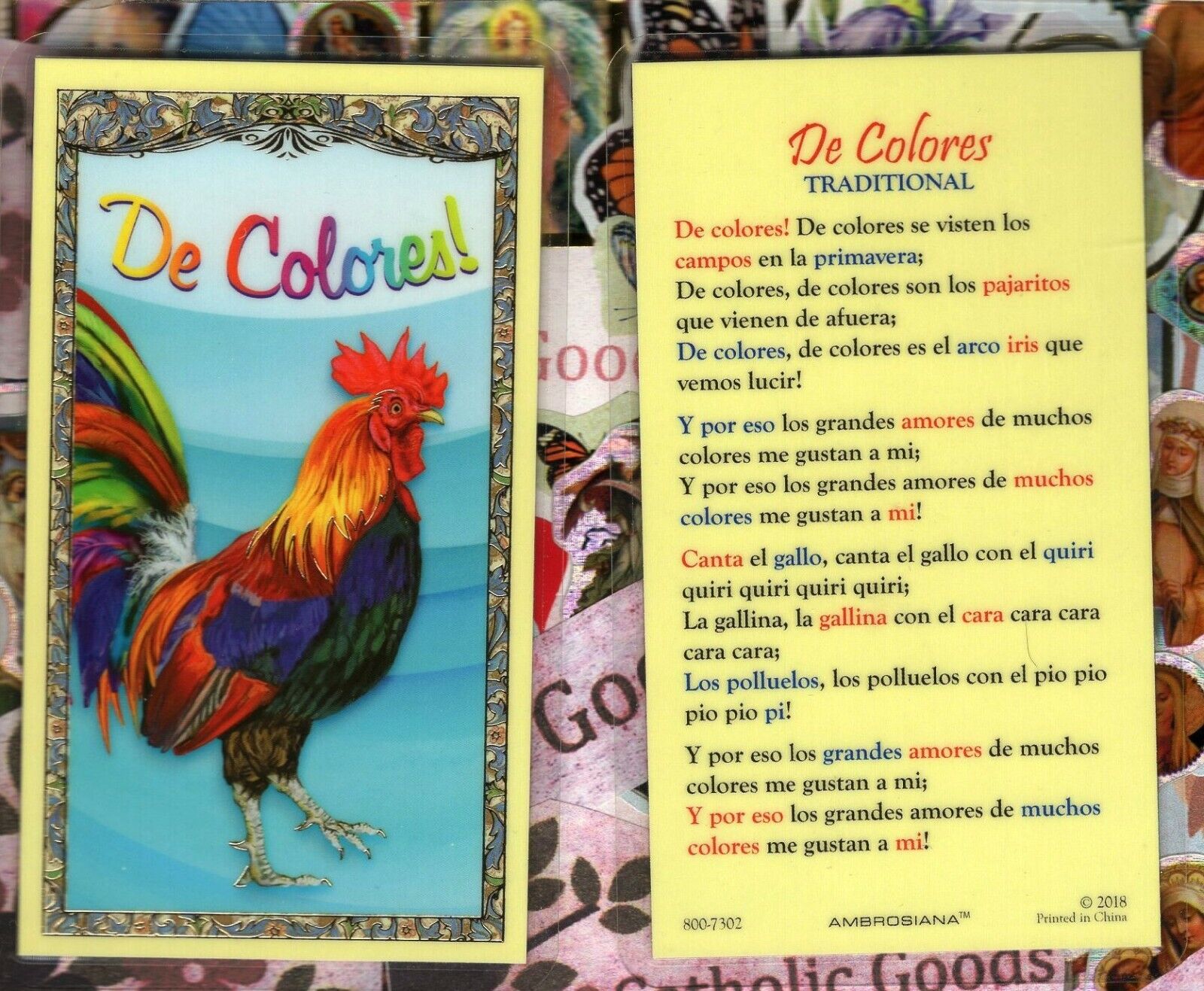 De Colores - Spanish - Laminated  Holy Card 800-7302