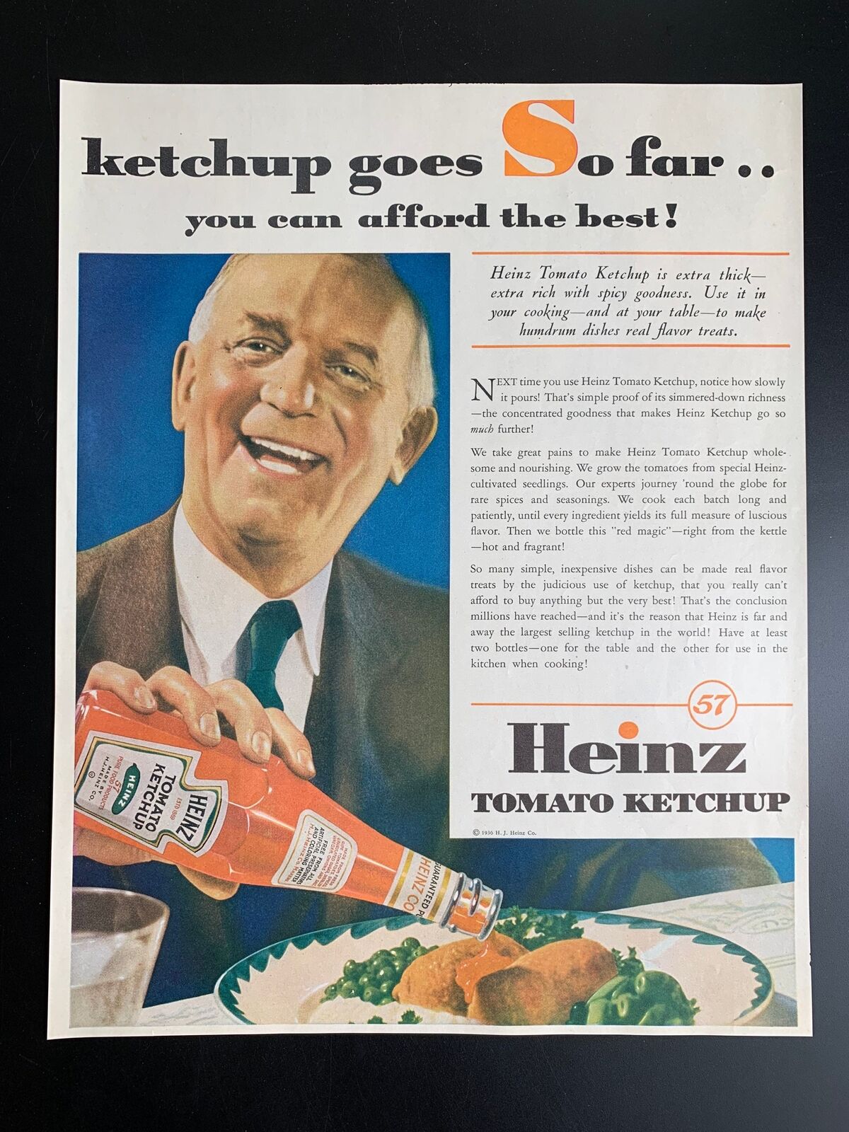 Vintage 1936 Heinz Ketchup Print Ad