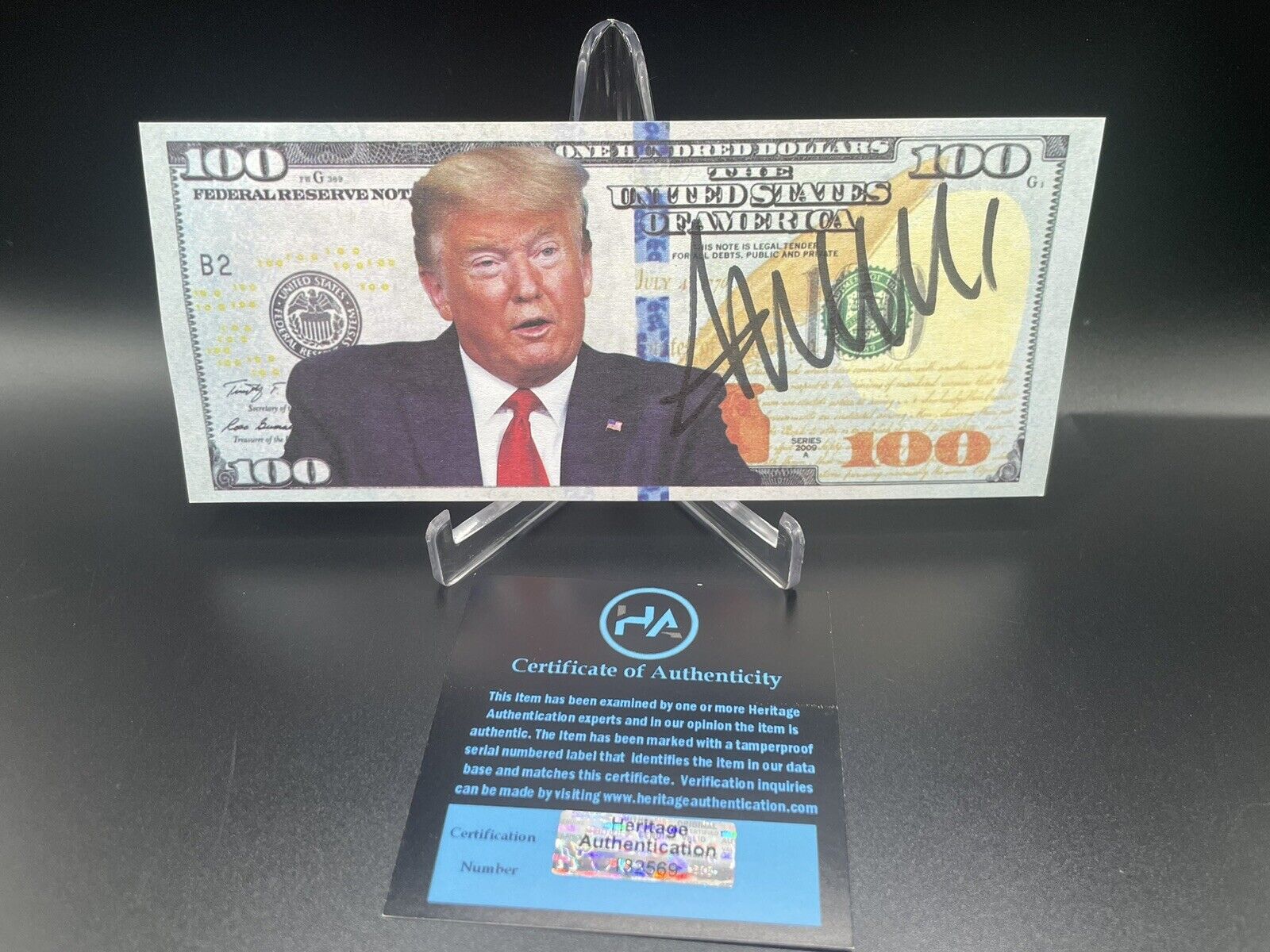 President Donald J Trump Signed Autographed $100 Prop Note Heritage Auctions COA