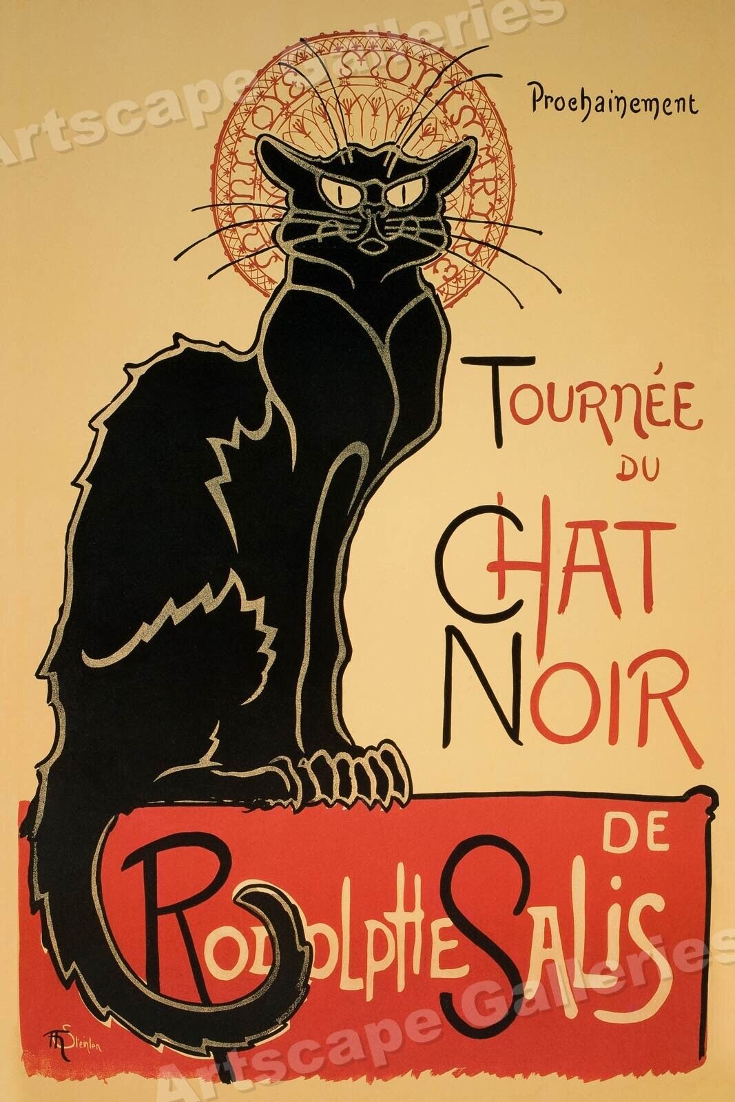 1896 Chat Noir Classic Paris France Cabaret Art Nouveau Cat Poster - 16x24