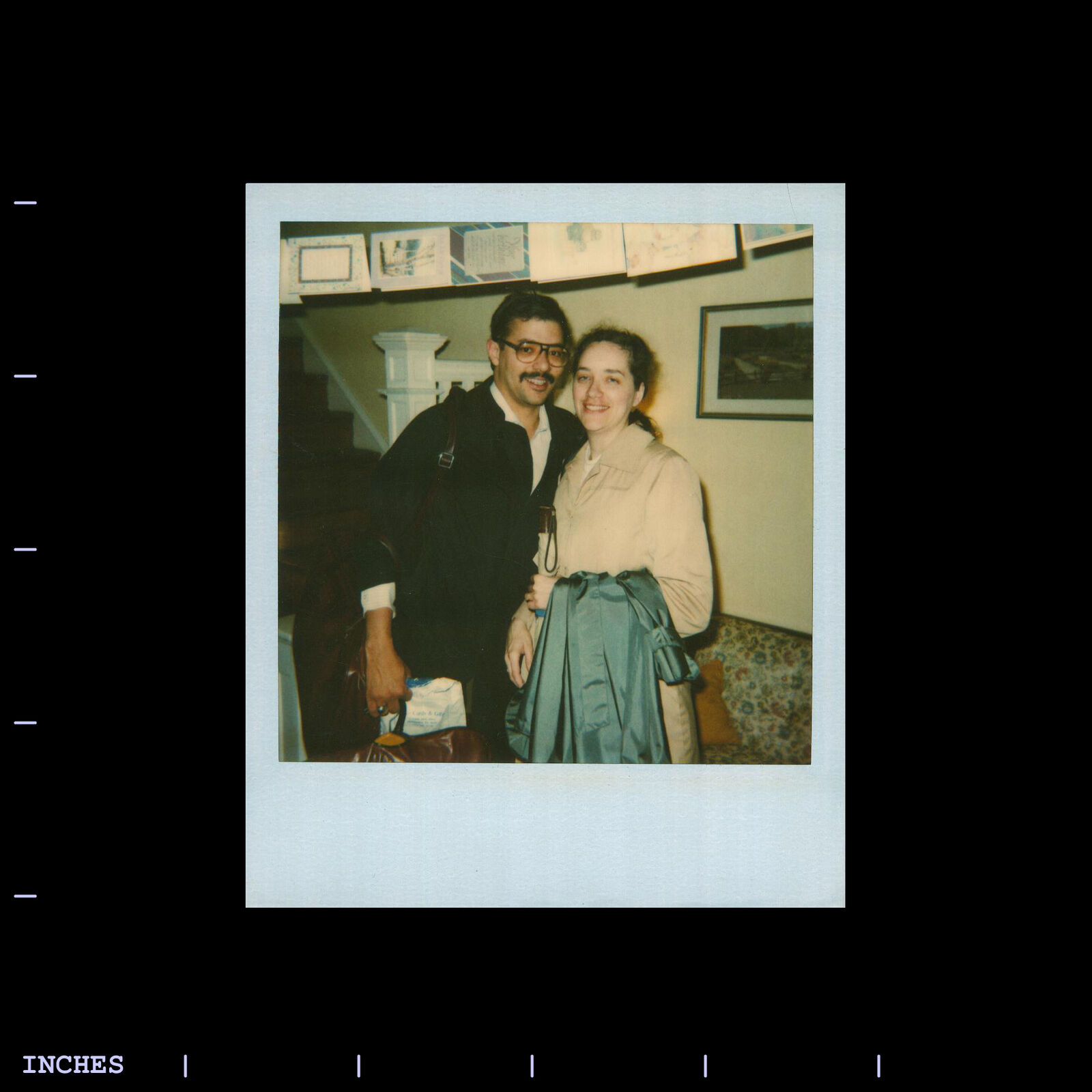 Old Polaroid Photo AFFECTIONATE MAN WOMAN COUPLE