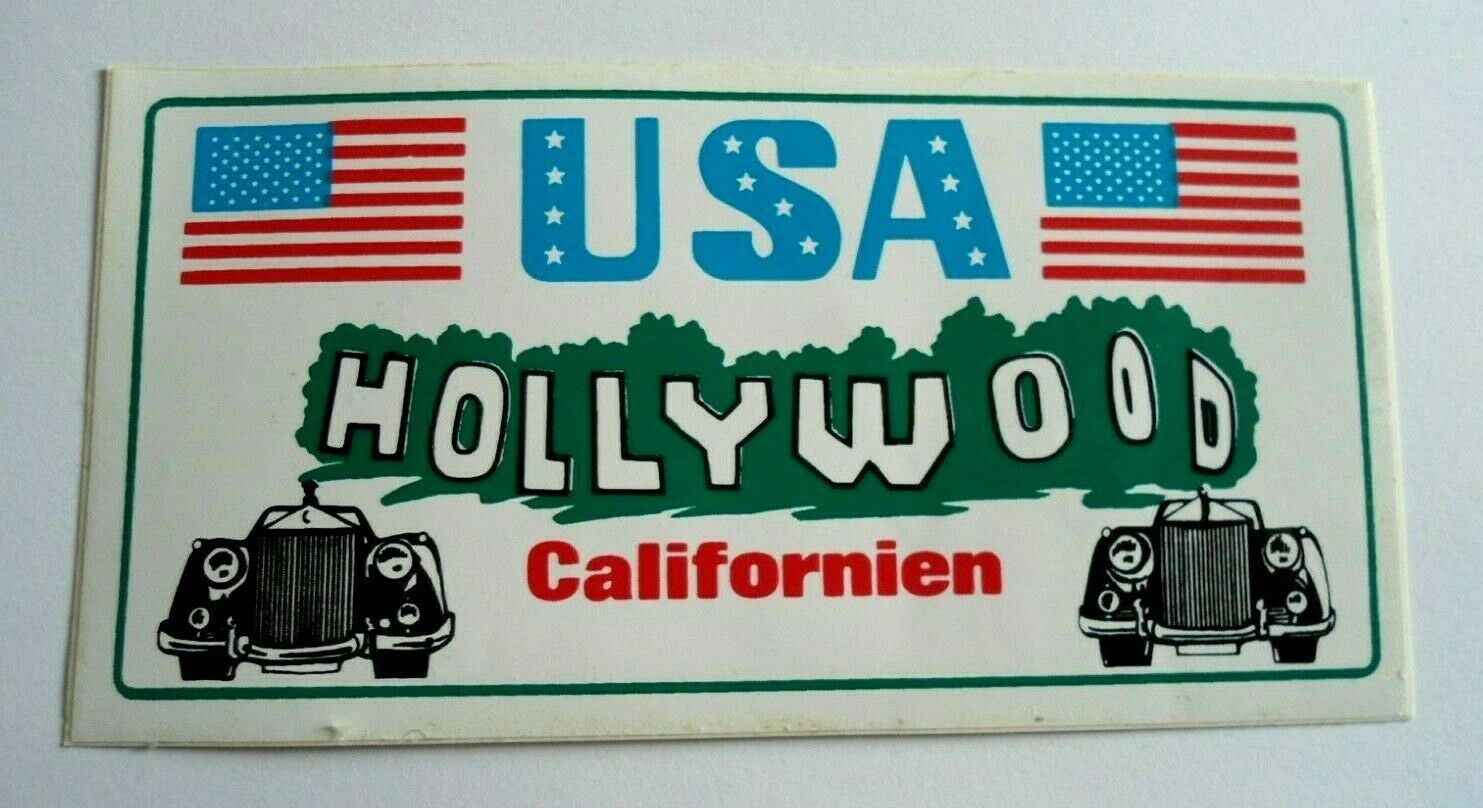 Souvenir-Aufkleber USA Hollywood California Sternebanner Classic Car 80er
