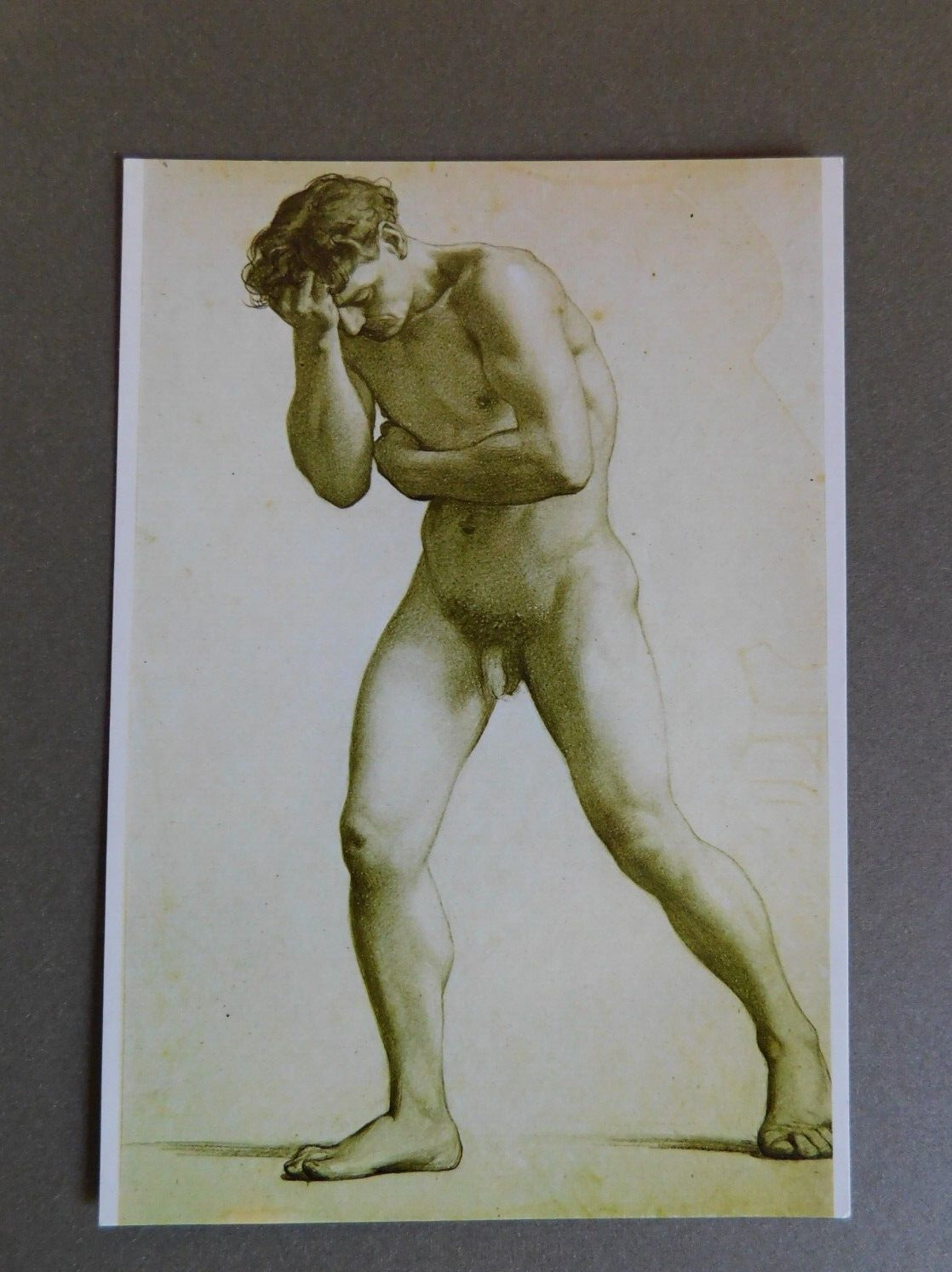 Postcard: Expulsion of Adamo (drawing, detail) - Prato: Galleria Comunale
