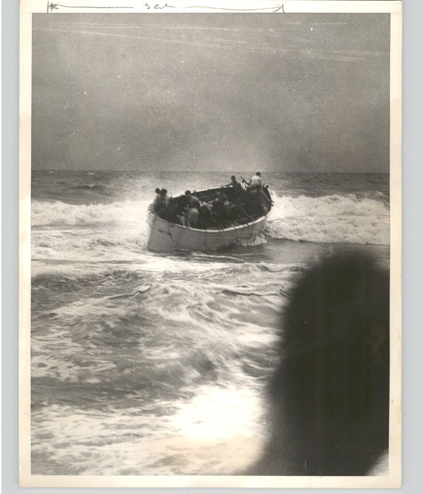 Lifeboat with Survivors FLAMING SHIP \'Morro Castle\' New Jersey 1934 Press Photo