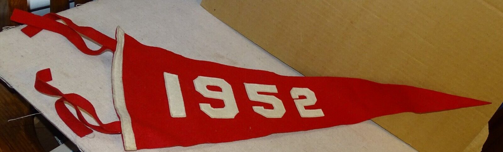 1952 Felt Pennant with sewn-on numbers - nice looking vintage flag
