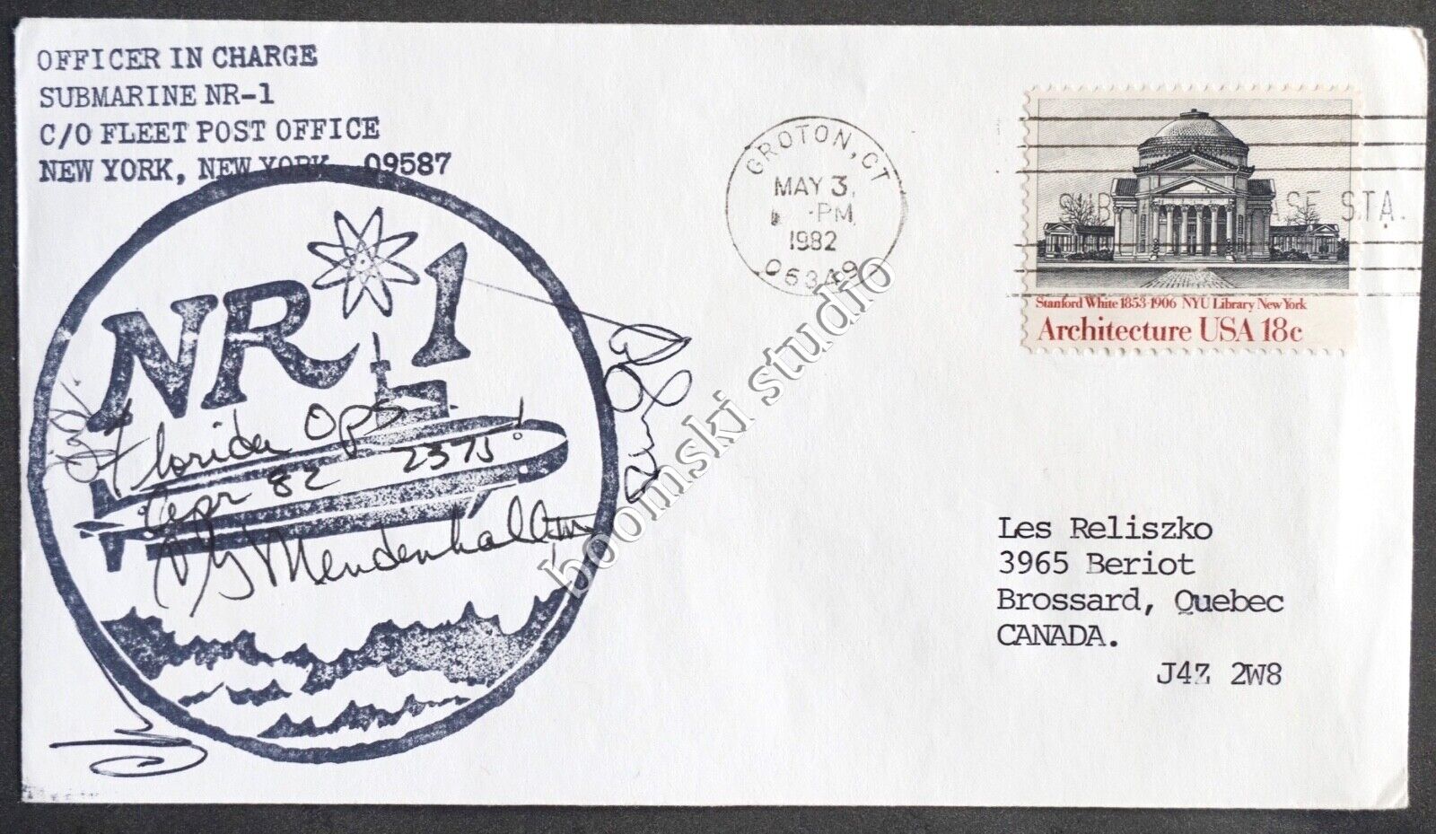 US SUBMARINE NR-1 signed Florida OPS cover in Groton, CT dated 1982 (CAN-234)