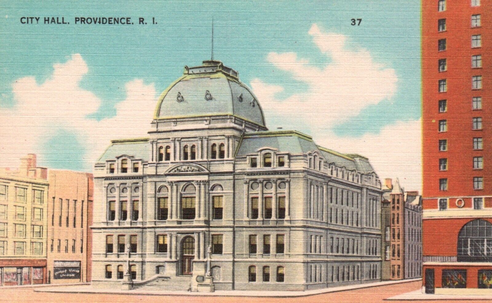 Postcard RI Providence Rhode Island City Hall Unposted Linen Vintage PC G1061