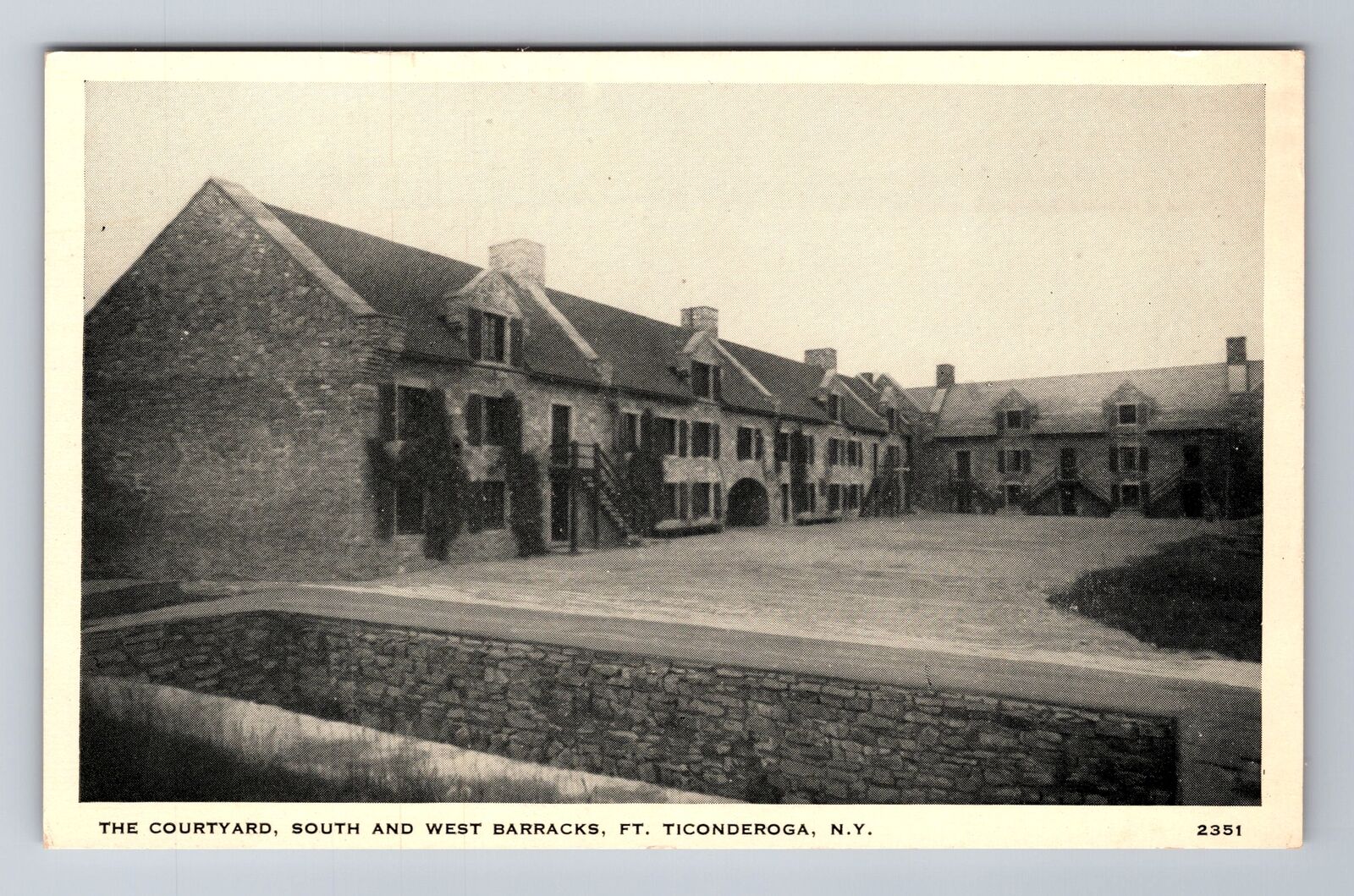 Ft Ticonderoga NY-New York, South and West Barracks, Courtyard, Vintage Postcard