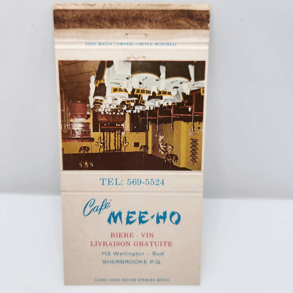 Vintage Matchcover Cafe Mee-Ho Sherbrooke Quebec Canada