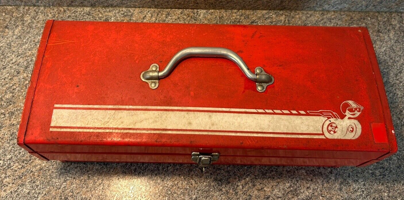 VINTAGE 60’s 70's MOPAR DODGE SCAT PACK BUMBLEBEE RED TOOLBOX WITH TOOL TRAY