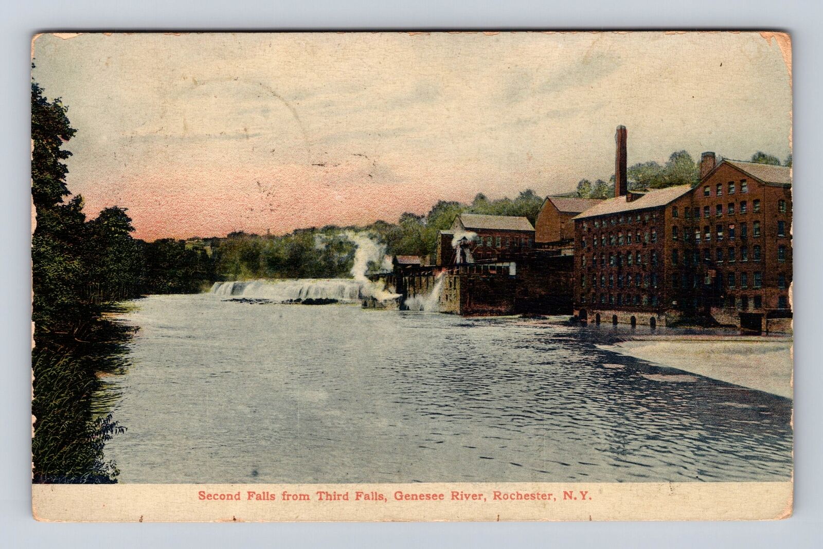 Rochester NY-New York, Genesee River, Second Falls, Vintage c1907 Postcard