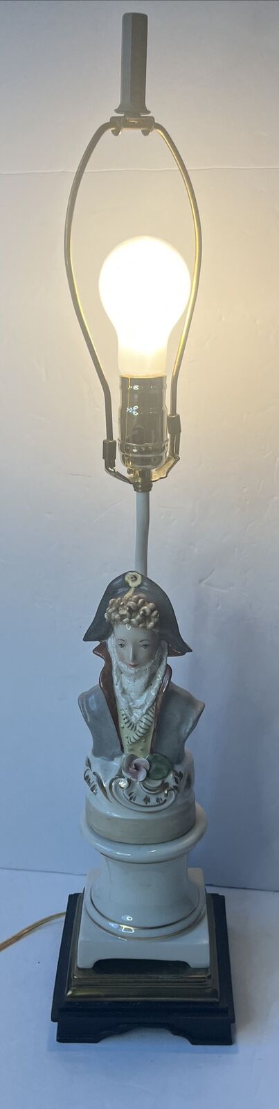 Vintage Cordey Corday? Man Bust Figurine Wearing Hat Lamp WORKS**