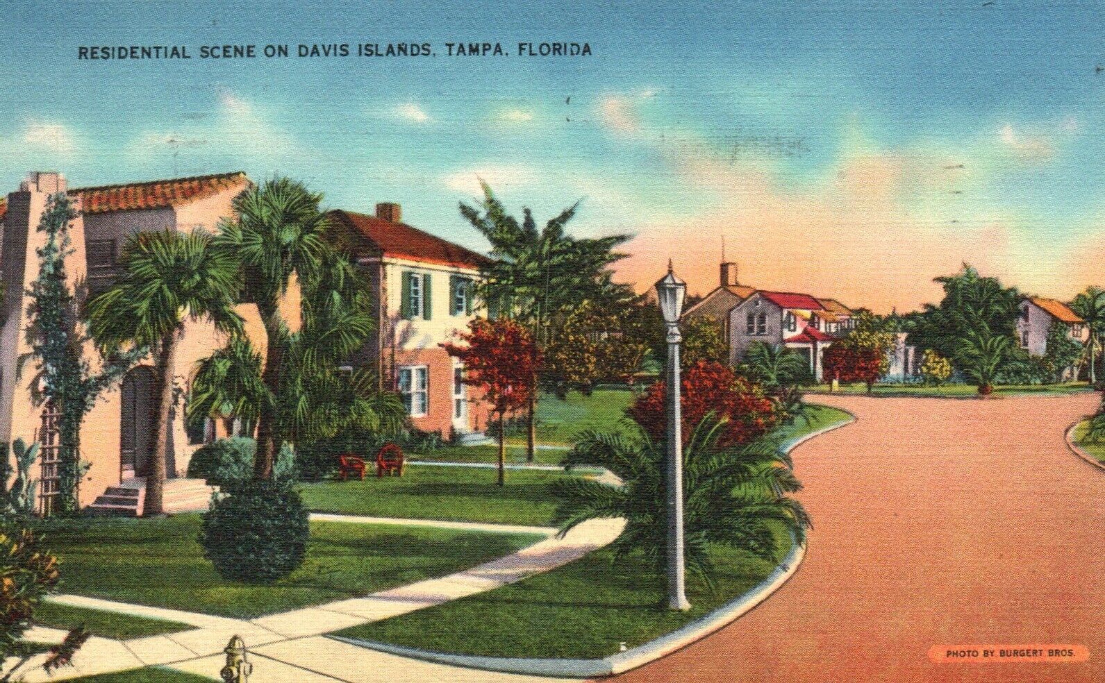 Postcard FL Tampa Davis Islands Residential Scene 1938 Linen Vintage PC H5277