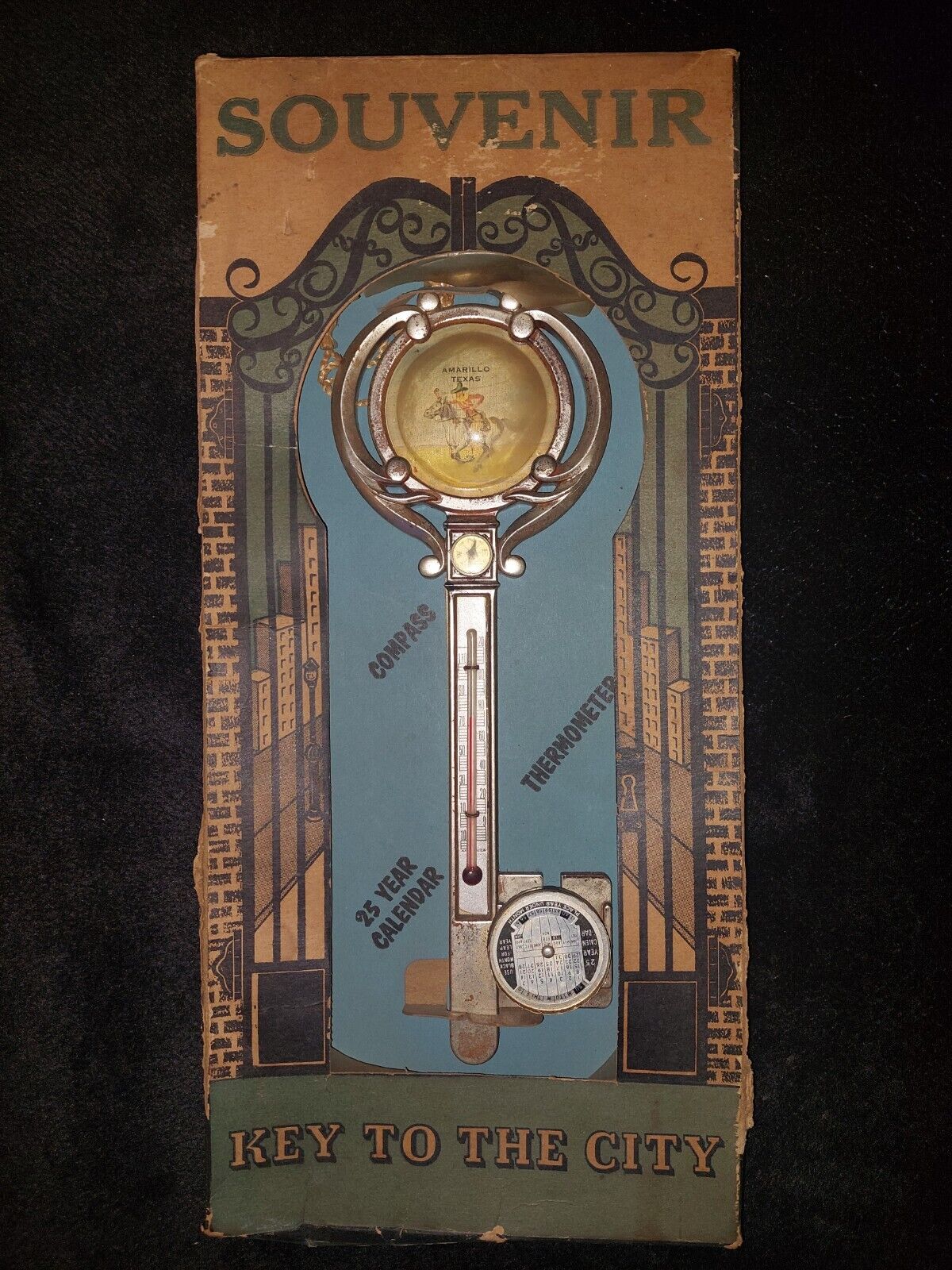 Thermometer Compass Calendar Key To The City In Box 1953 G. N. Co. Vintage