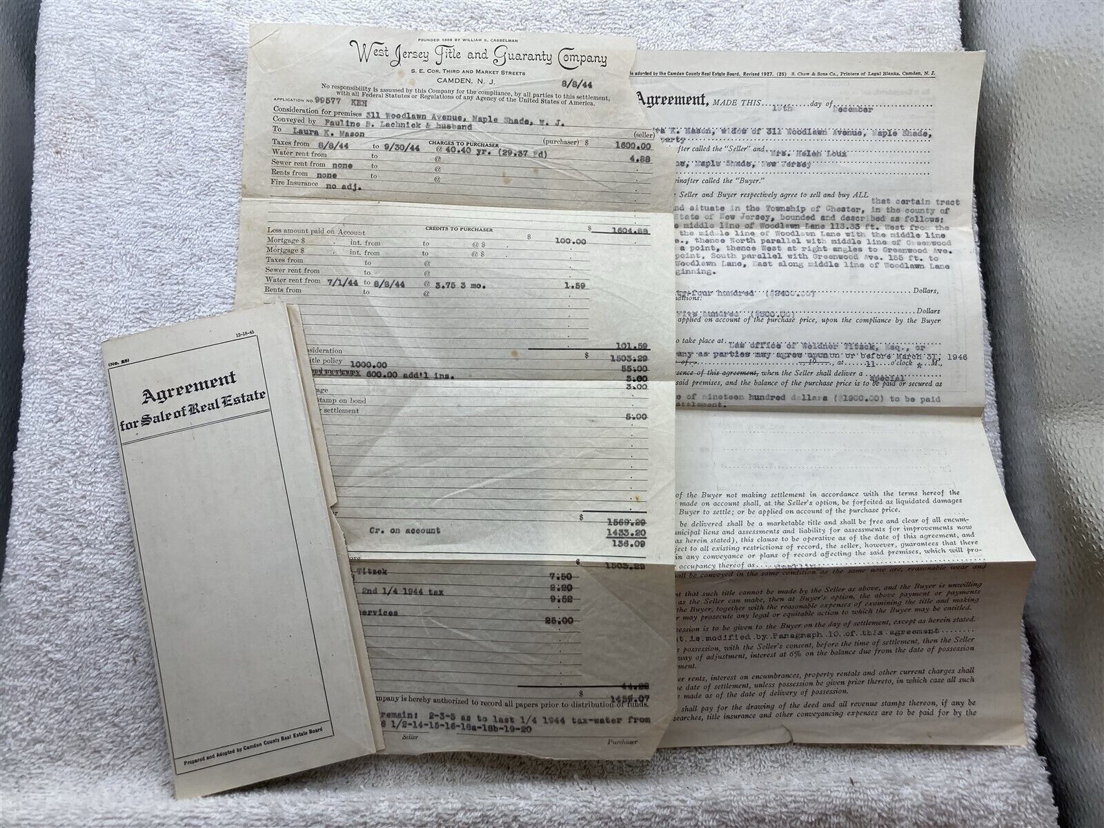 1944 Chester Township Burlington County NJ Woodlawn Lane Real Estate Documents