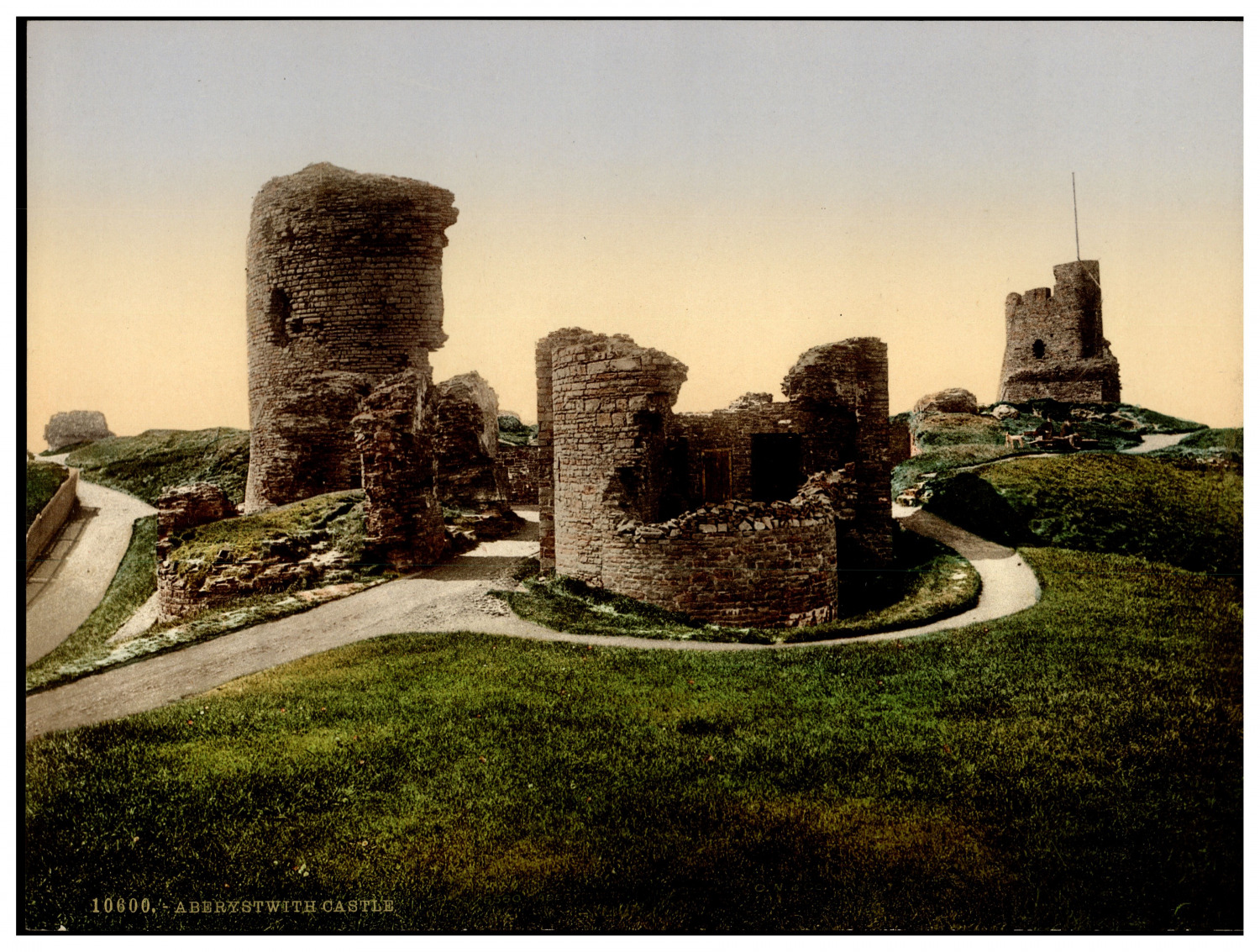 Wales. Aberystwith. The Castle. Vintage Photochrome by P.Z, Photochrome Z
