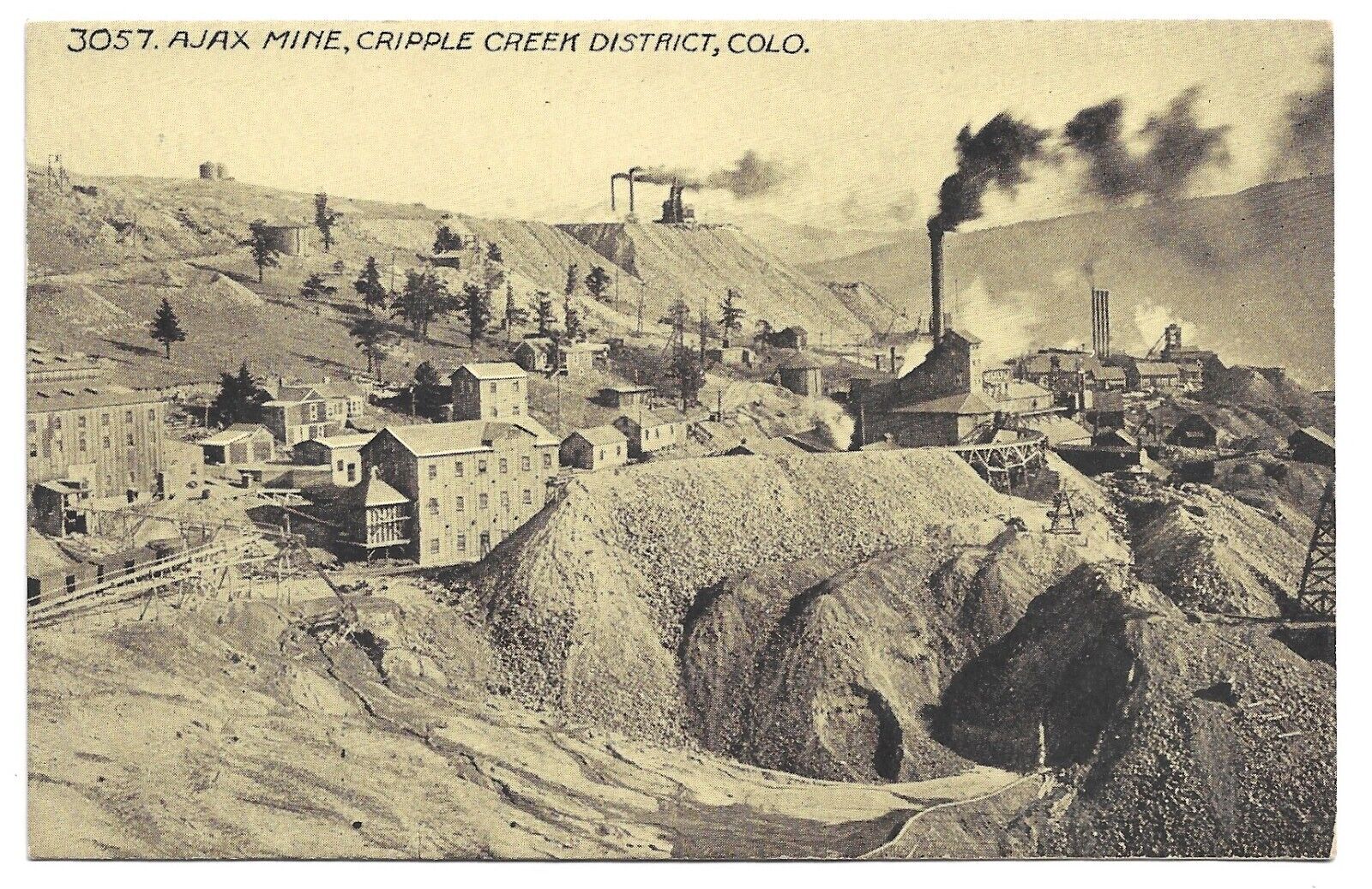 Ajax Mine Cripple Creek Colorado, Antique Postcard