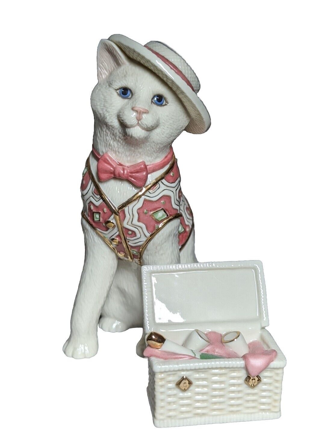 LENOX A PERFECT DAY FOR A PICNIC Kitty Cat sculpture Kitten Mint - NO BOX