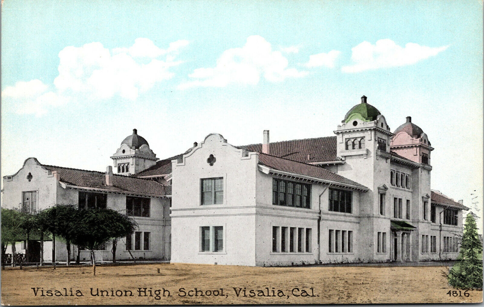 Vtg 1910s Visalia Union High School Visalia California CA Postcard