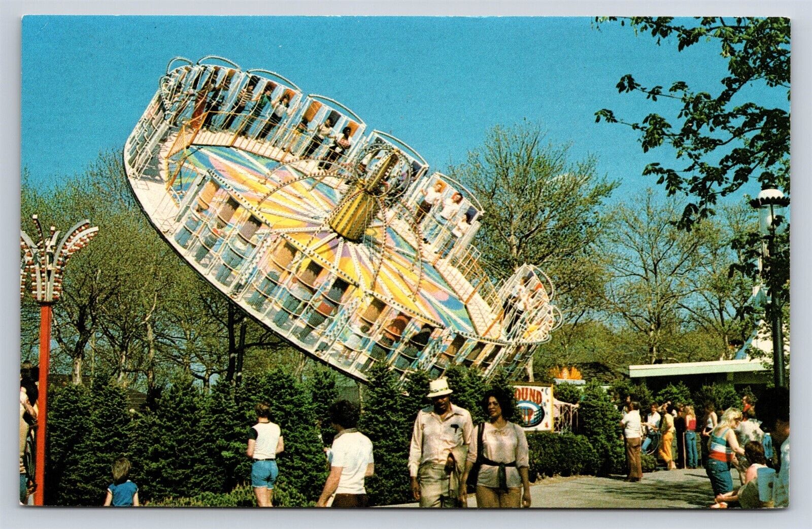 Postcard PA Kennywood Amusement Park Super Round Up Ride Now At Idlewild AU7